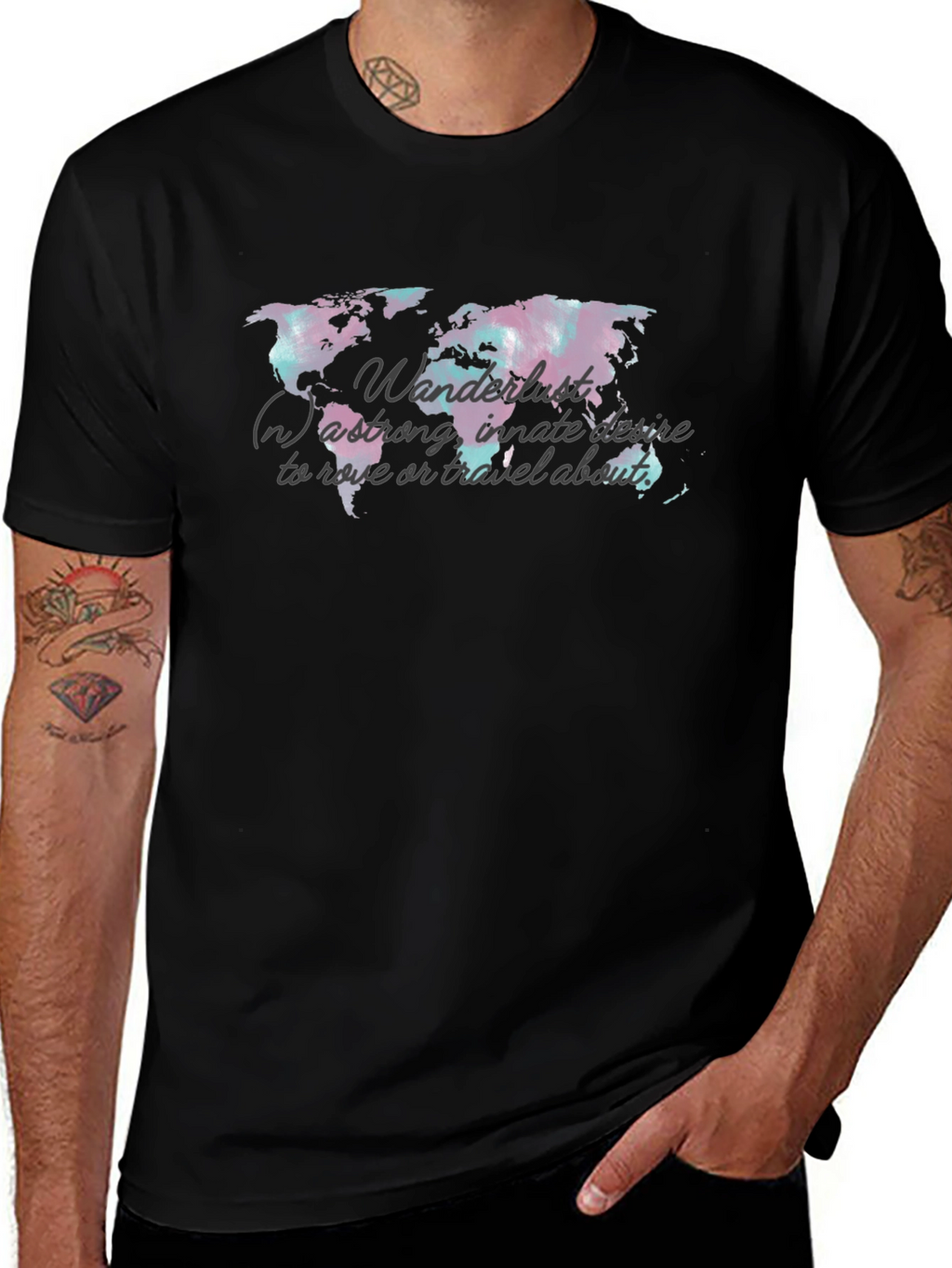 Wanderlust World Map Graphic Tee - Travel Inspired