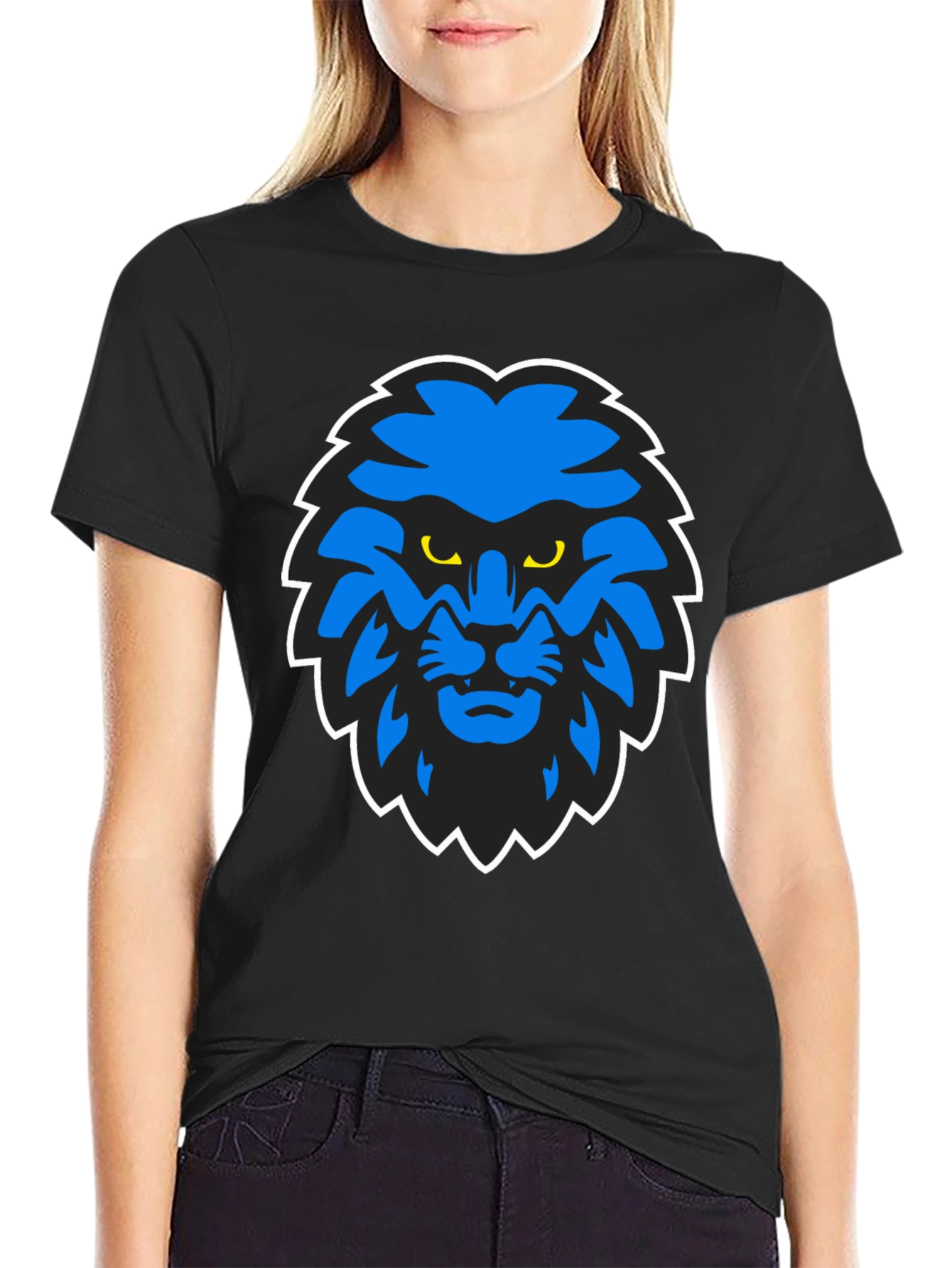 Blue Lion Graphic Black T-Shirt