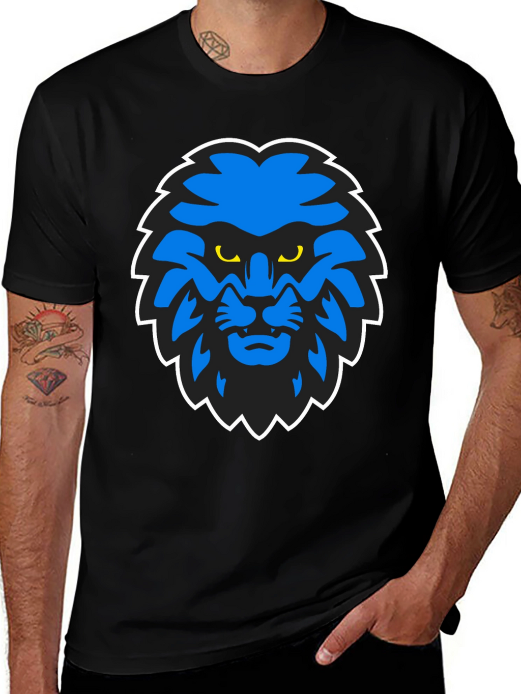 Blue Lion Graphic Black T-Shirt