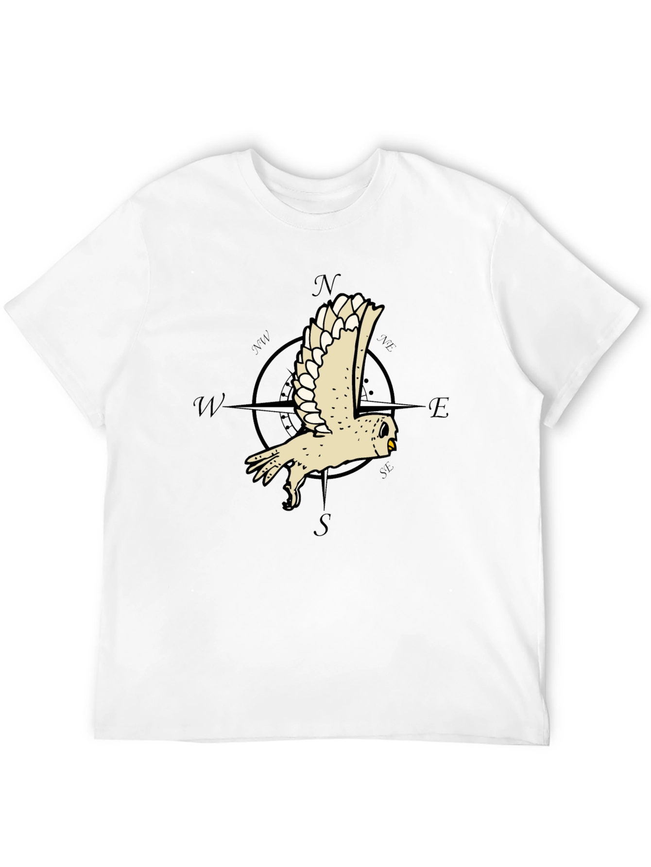 Owl Compass Graphic Tee - Mens Black T-Shirt