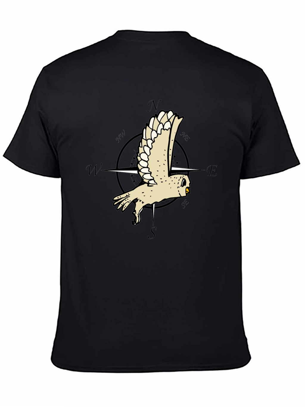 Owl Compass Graphic Tee - Mens Black T-Shirt