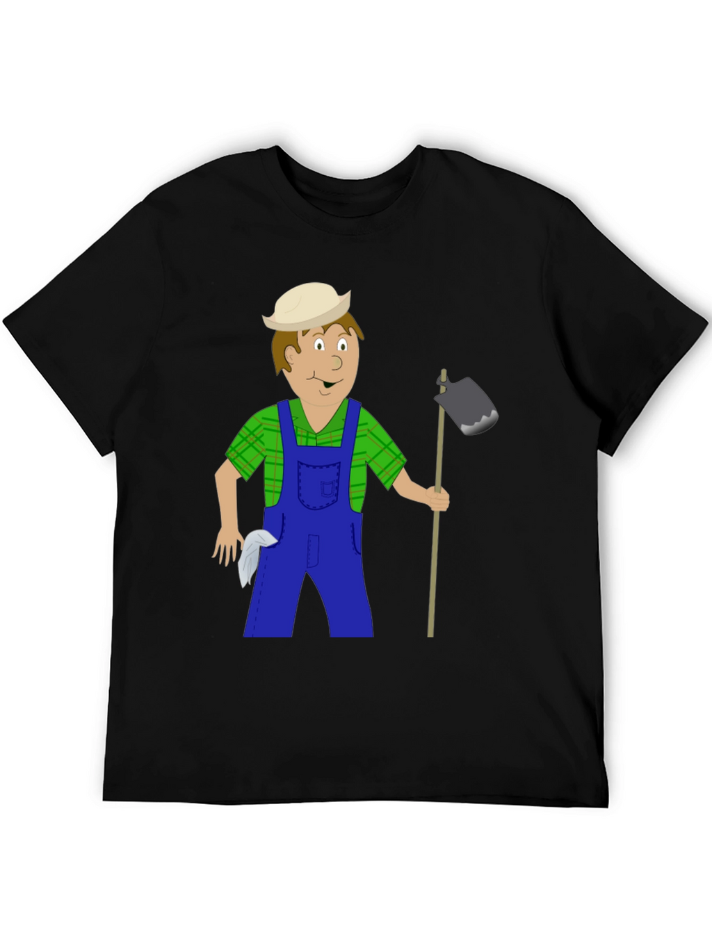 Cartoon Farmer Black T-Shirt