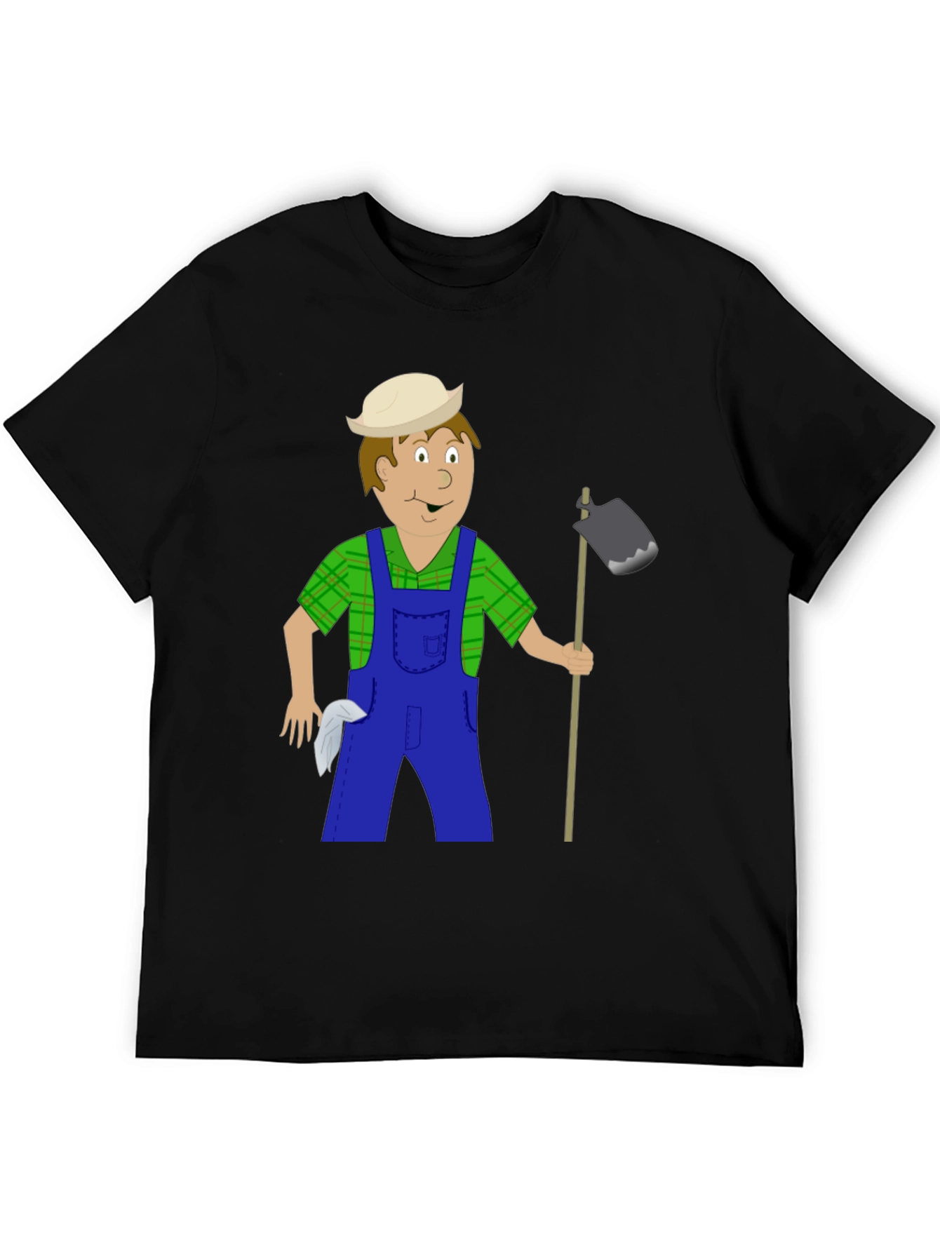 Cartoon Farmer Black T-Shirt
