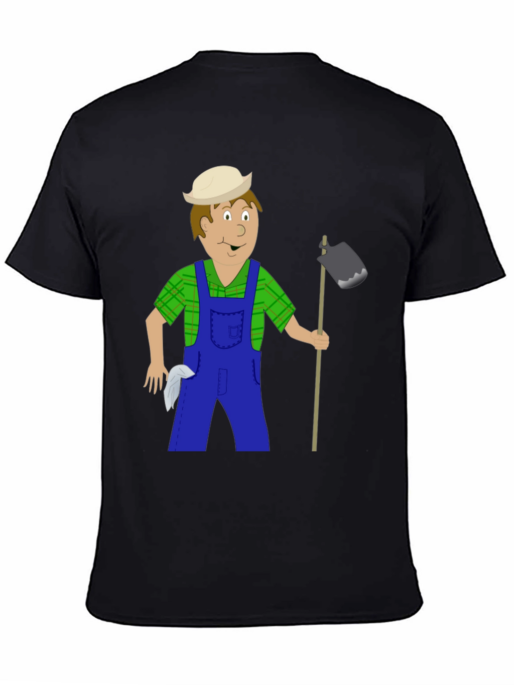 Cartoon Farmer Black T-Shirt