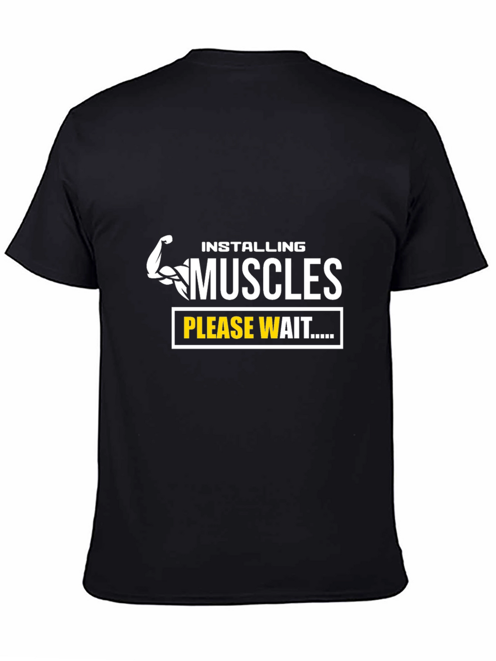 Installing Muscles Black T-Shirt - Gym Humor