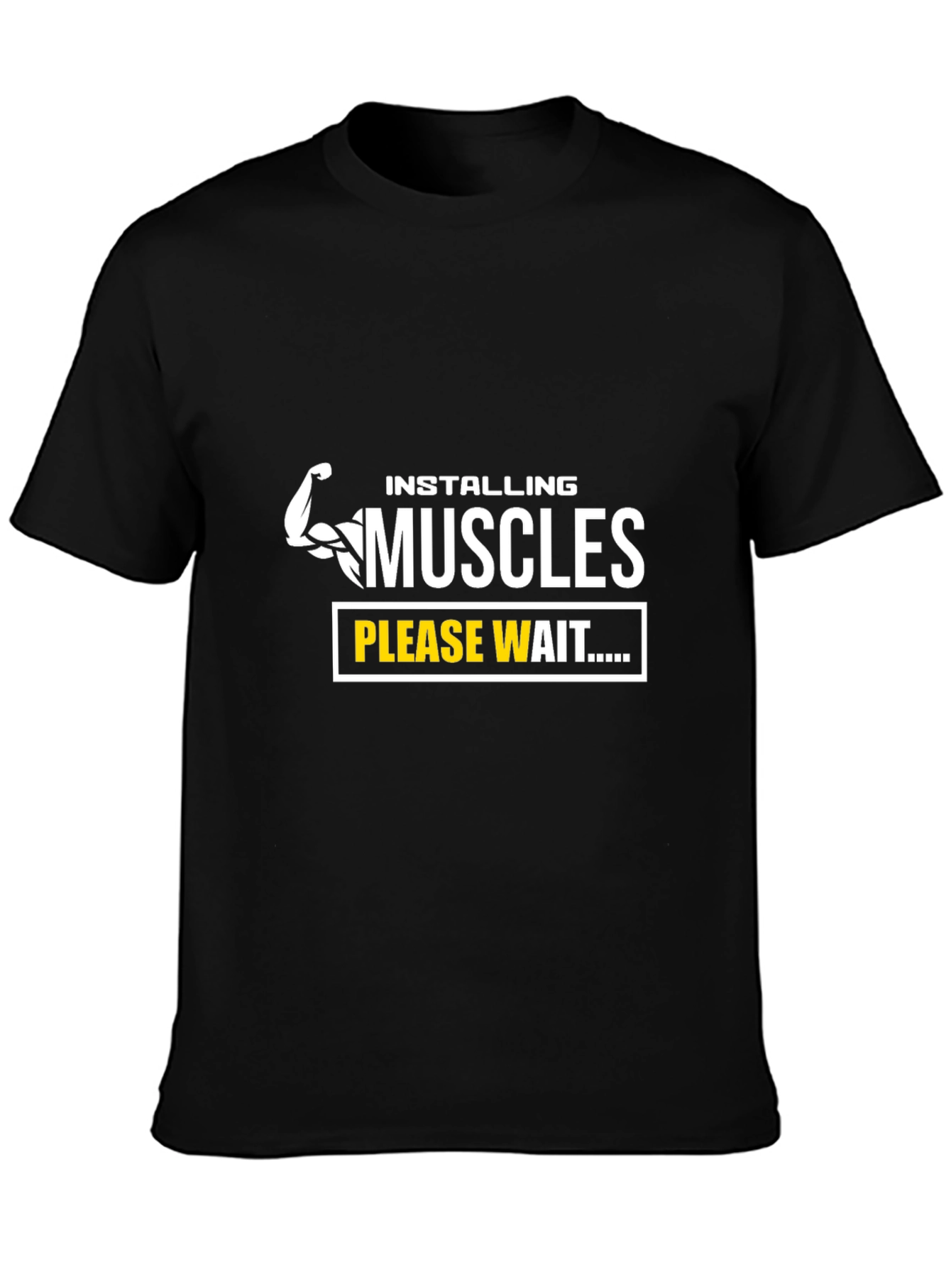 Installing Muscles Black T-Shirt - Gym Humor