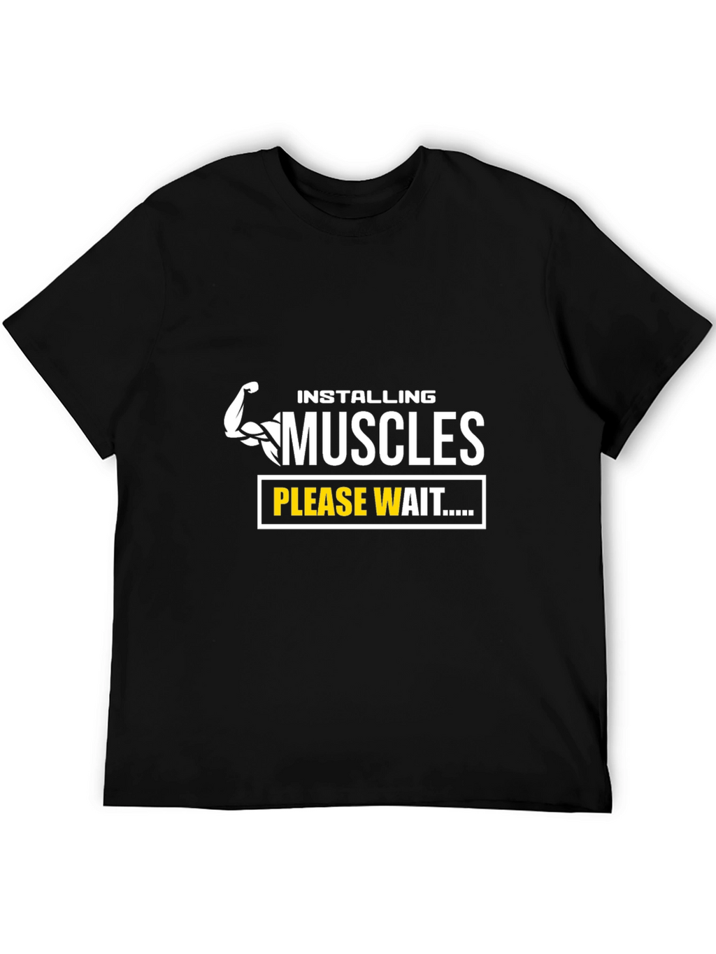 Installing Muscles Black T-Shirt - Gym Humor