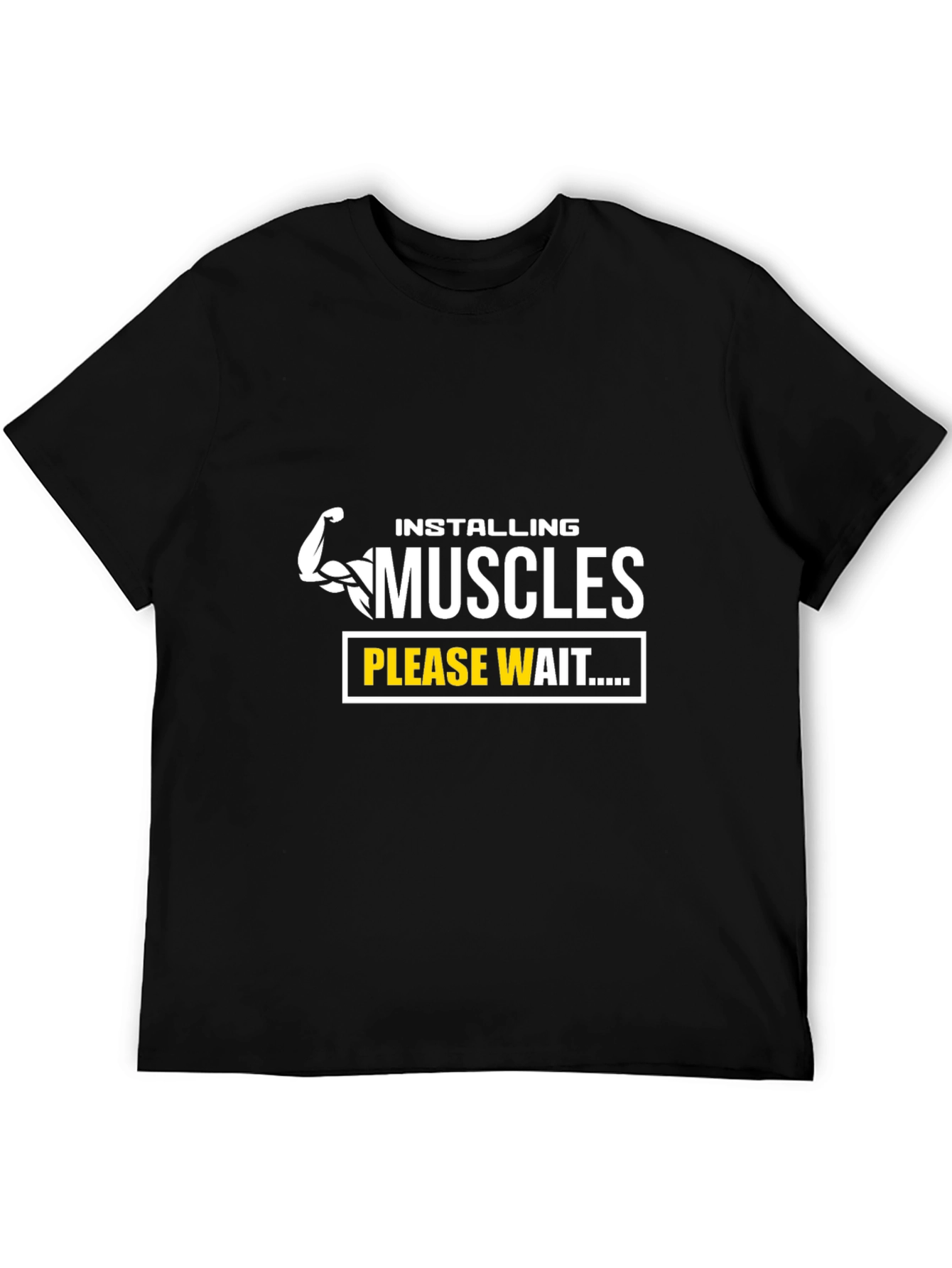 Installing Muscles Black T-Shirt - Gym Humor