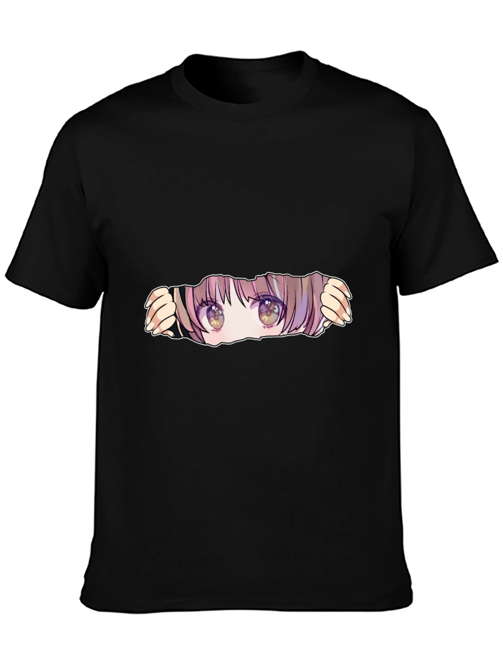 Anime Eyes Peek Black T-Shirt