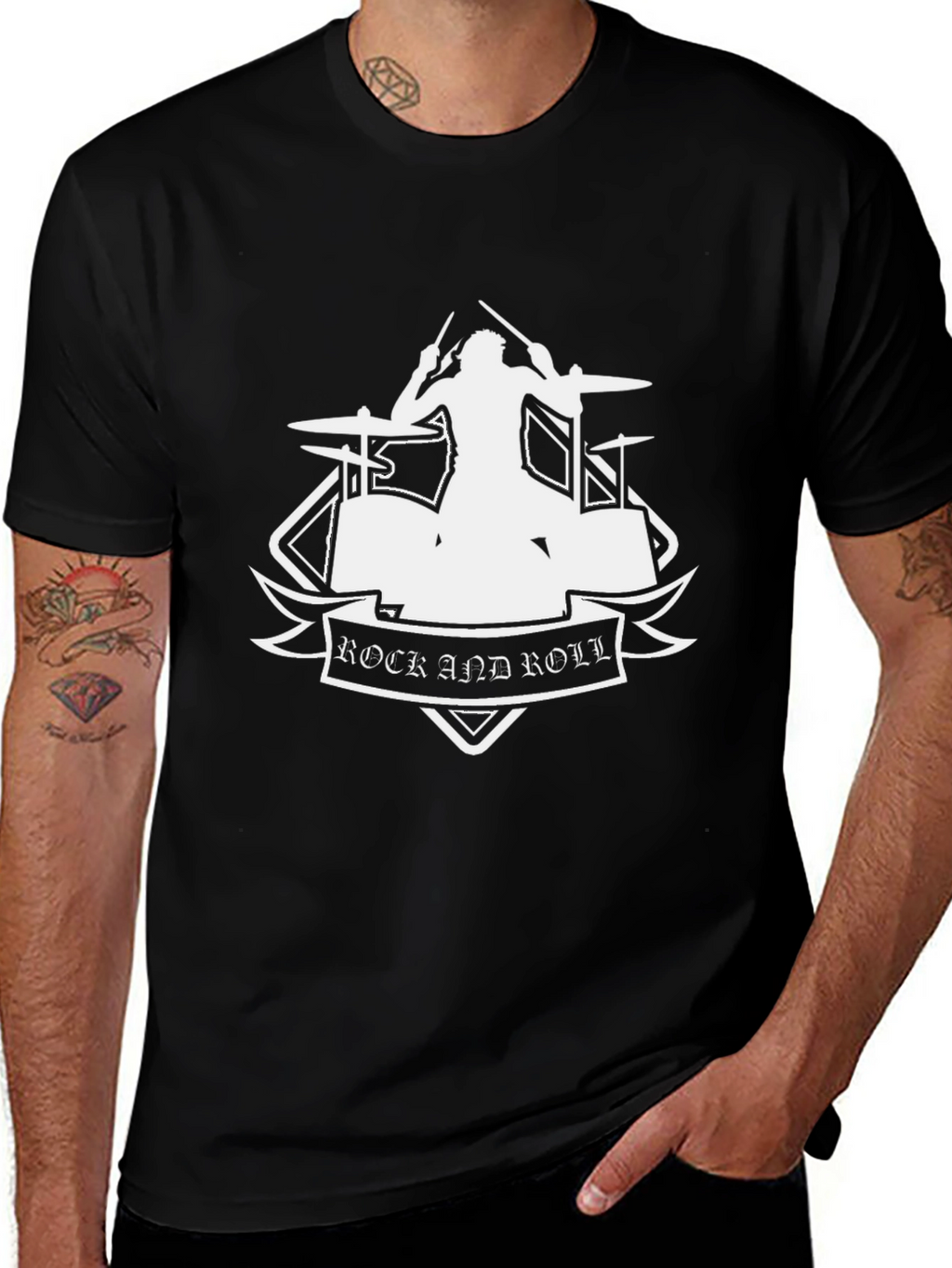 Rock and Roll Drummer Graphic T-Shirt