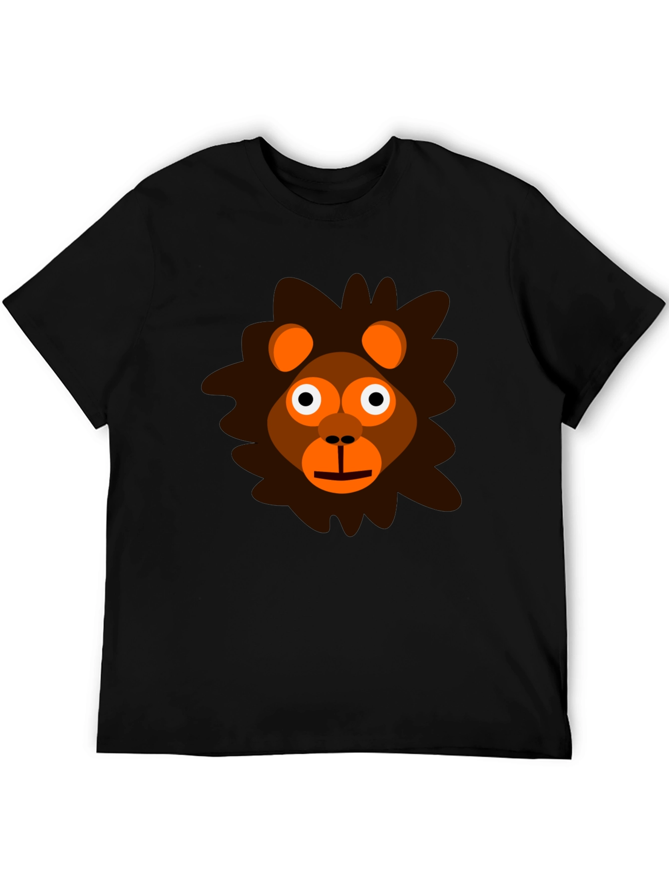 Cartoon Lion Graphic Tee - Black Unisex T-Shirt