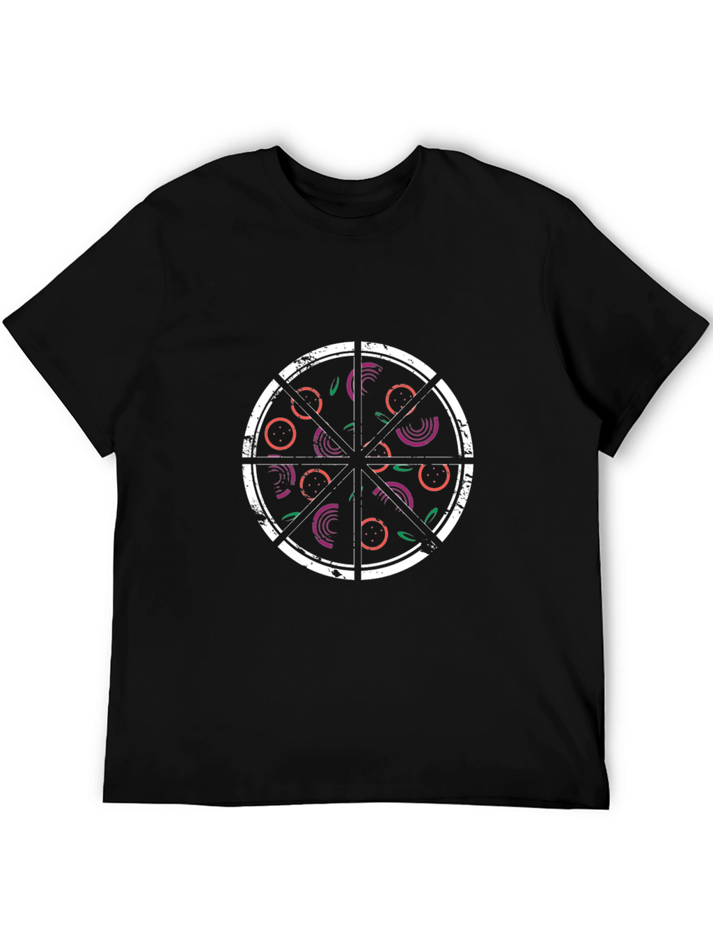 Pizza Slice Graphic Tee - Black Cotton T-Shirt