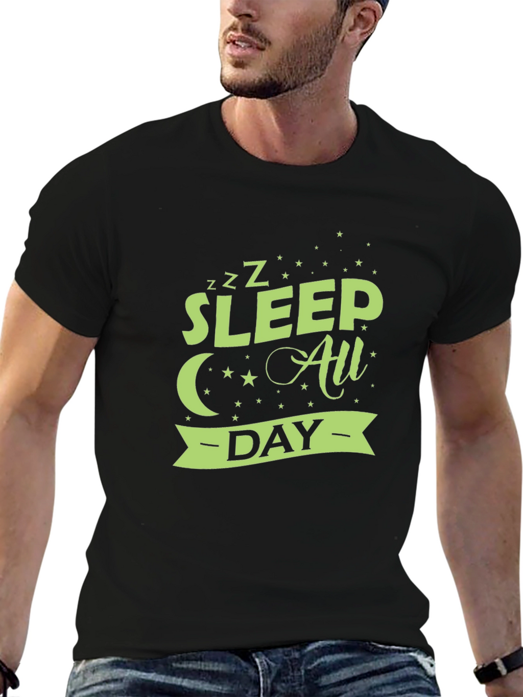 Sleep All Day Graphic Tee - Black