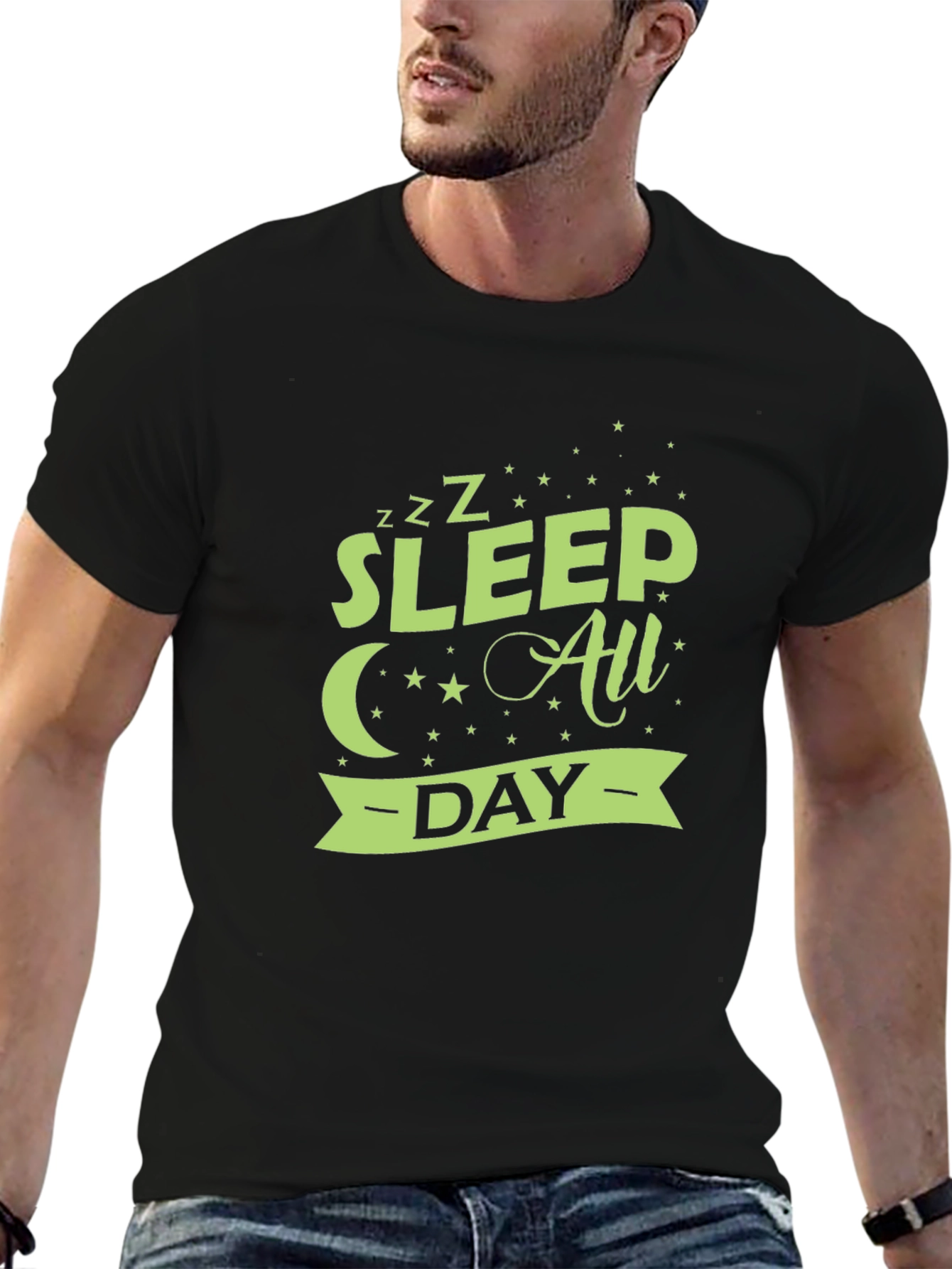 Sleep All Day Graphic Tee - Black