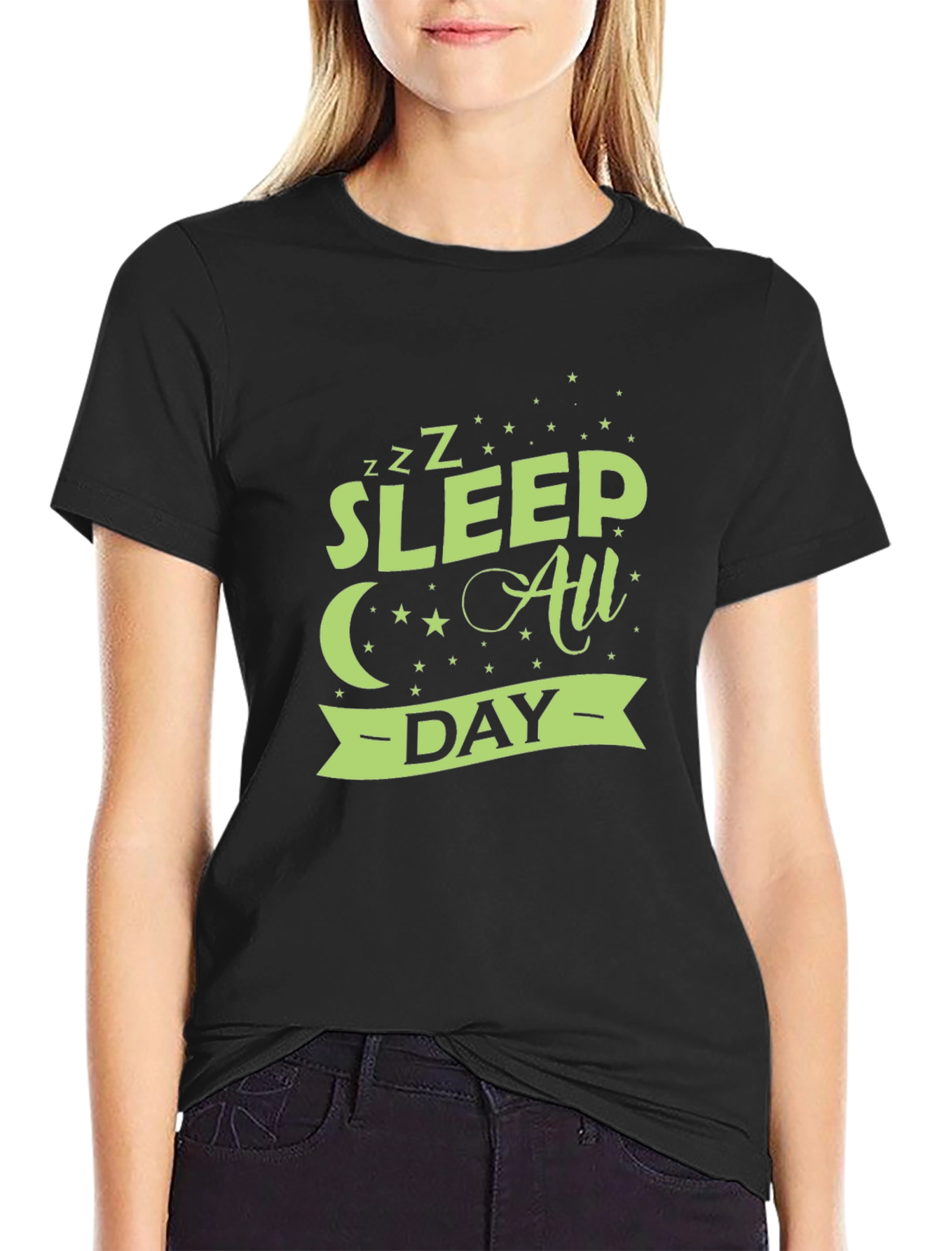 Sleep All Day Graphic Tee - Black