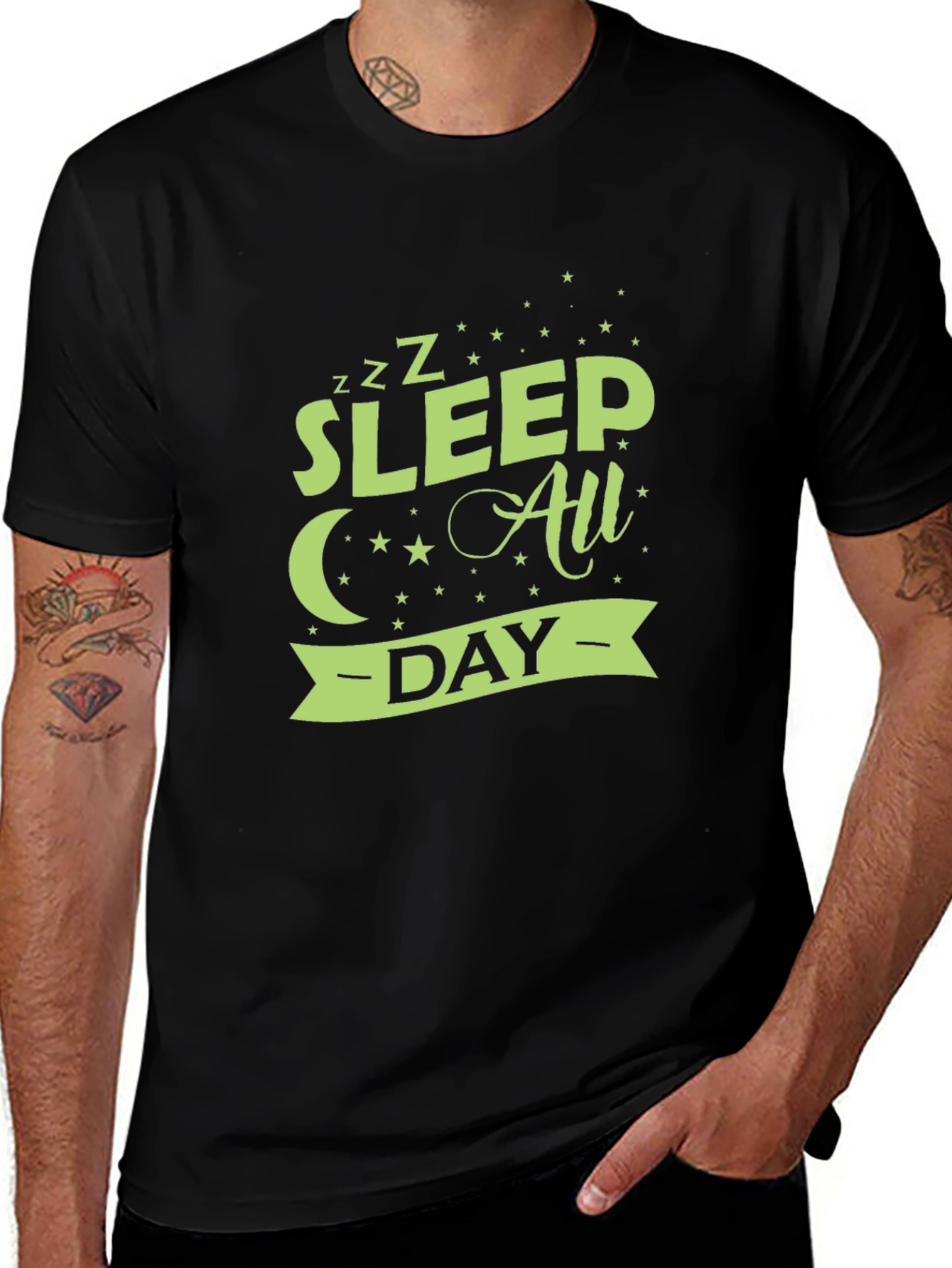 Sleep All Day Graphic Tee - Black