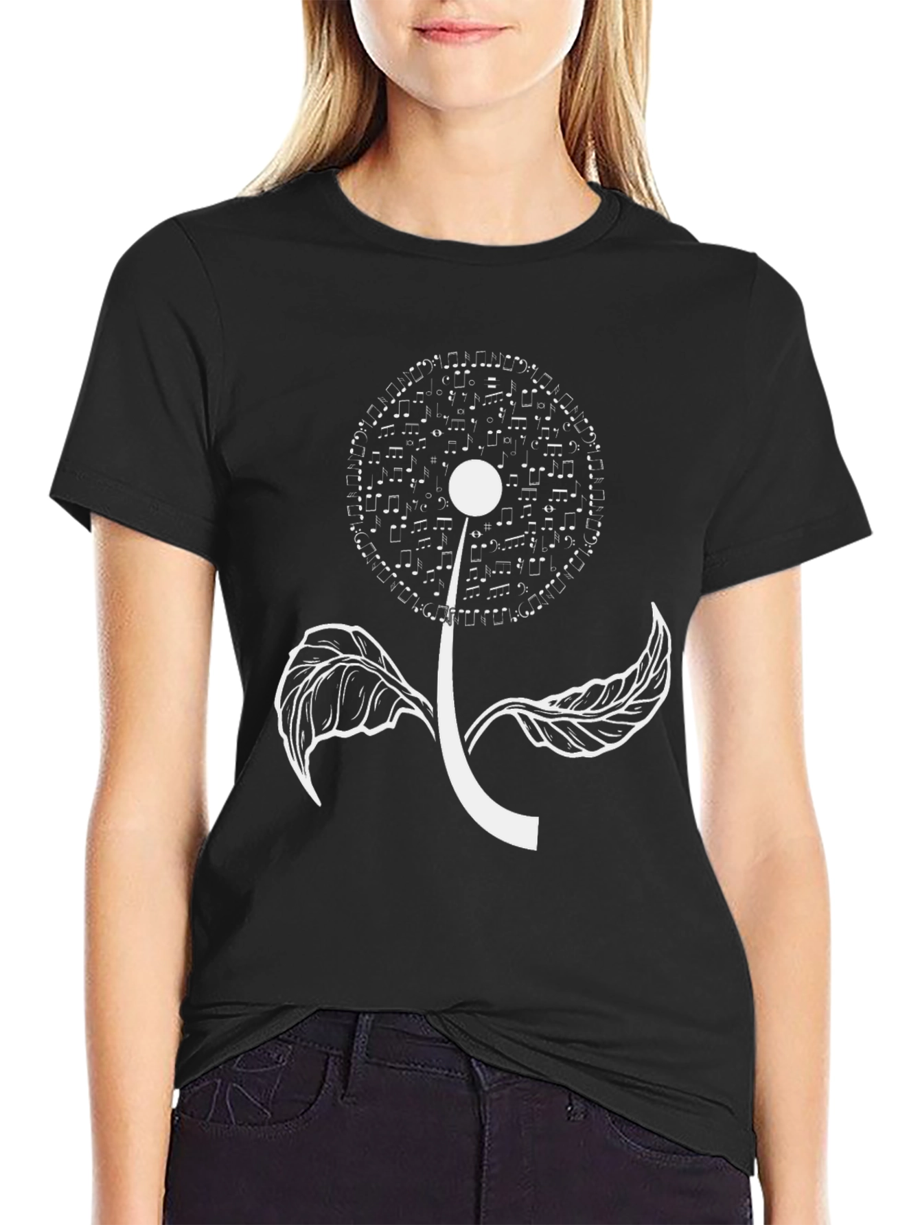 Musical Dandelion Black T-Shirt