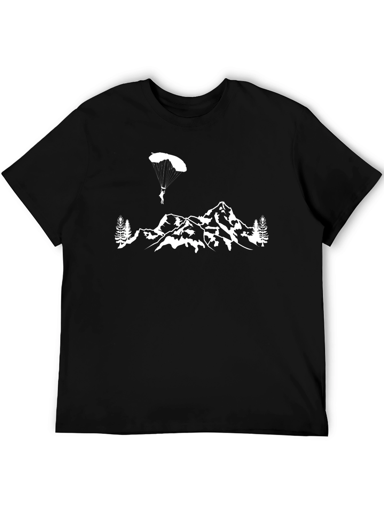 Parachute Mountain Graphic Tee - Black Cotton T-Shirt