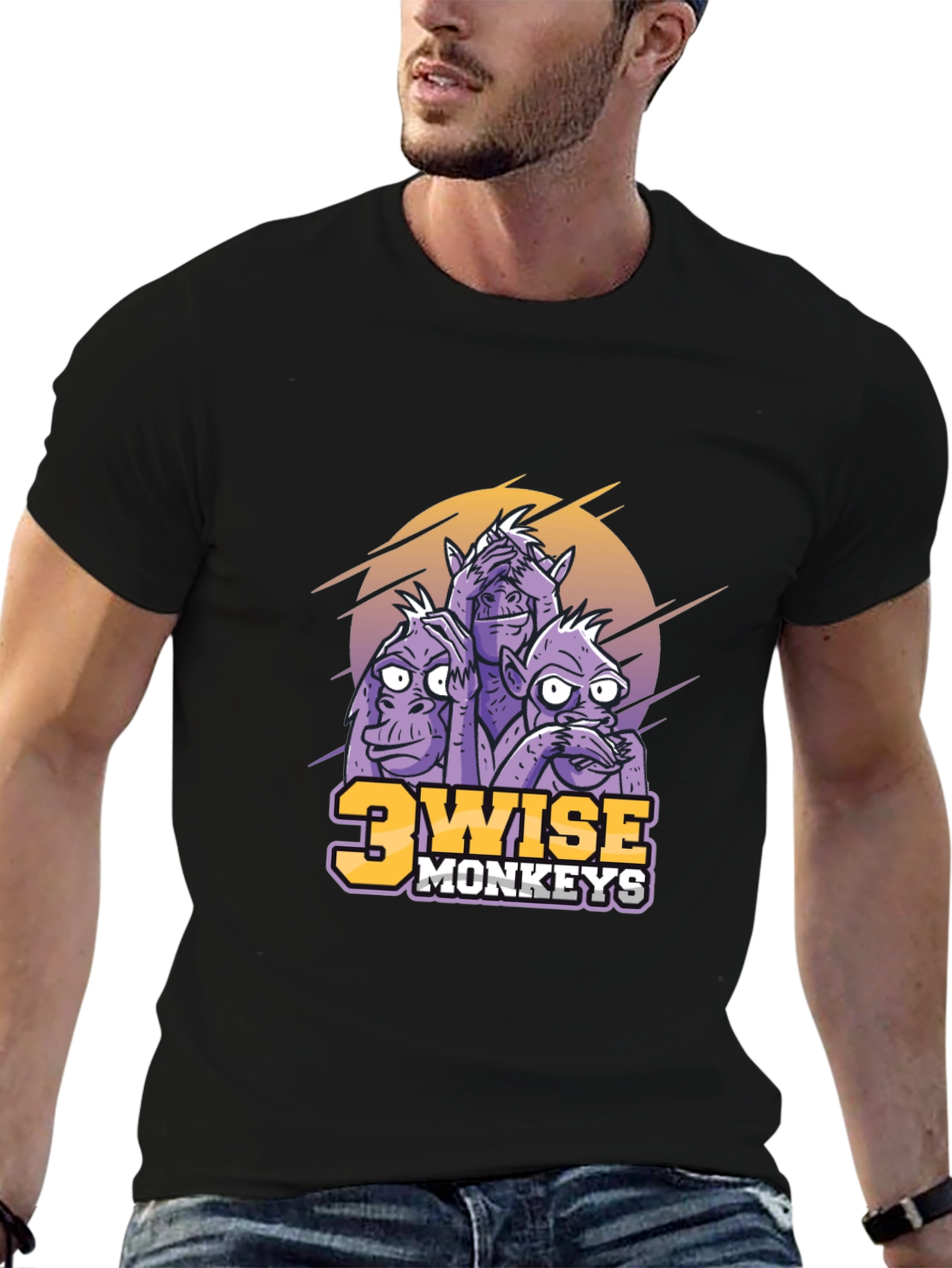 3 Wise Monkeys Graphic T-Shirt - Hear See Speak No Evil