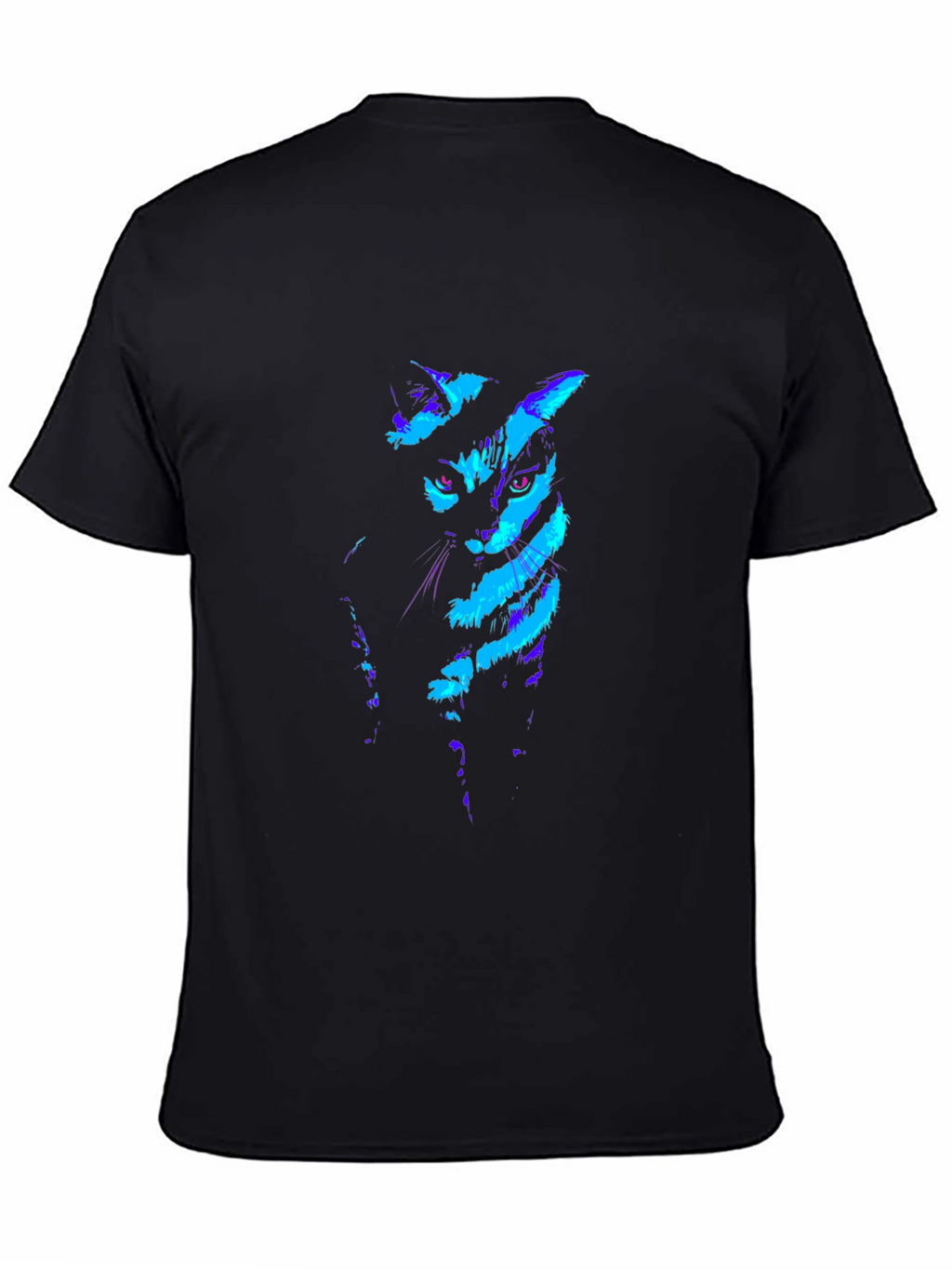 Neon Cat Graphic Black T-Shirt