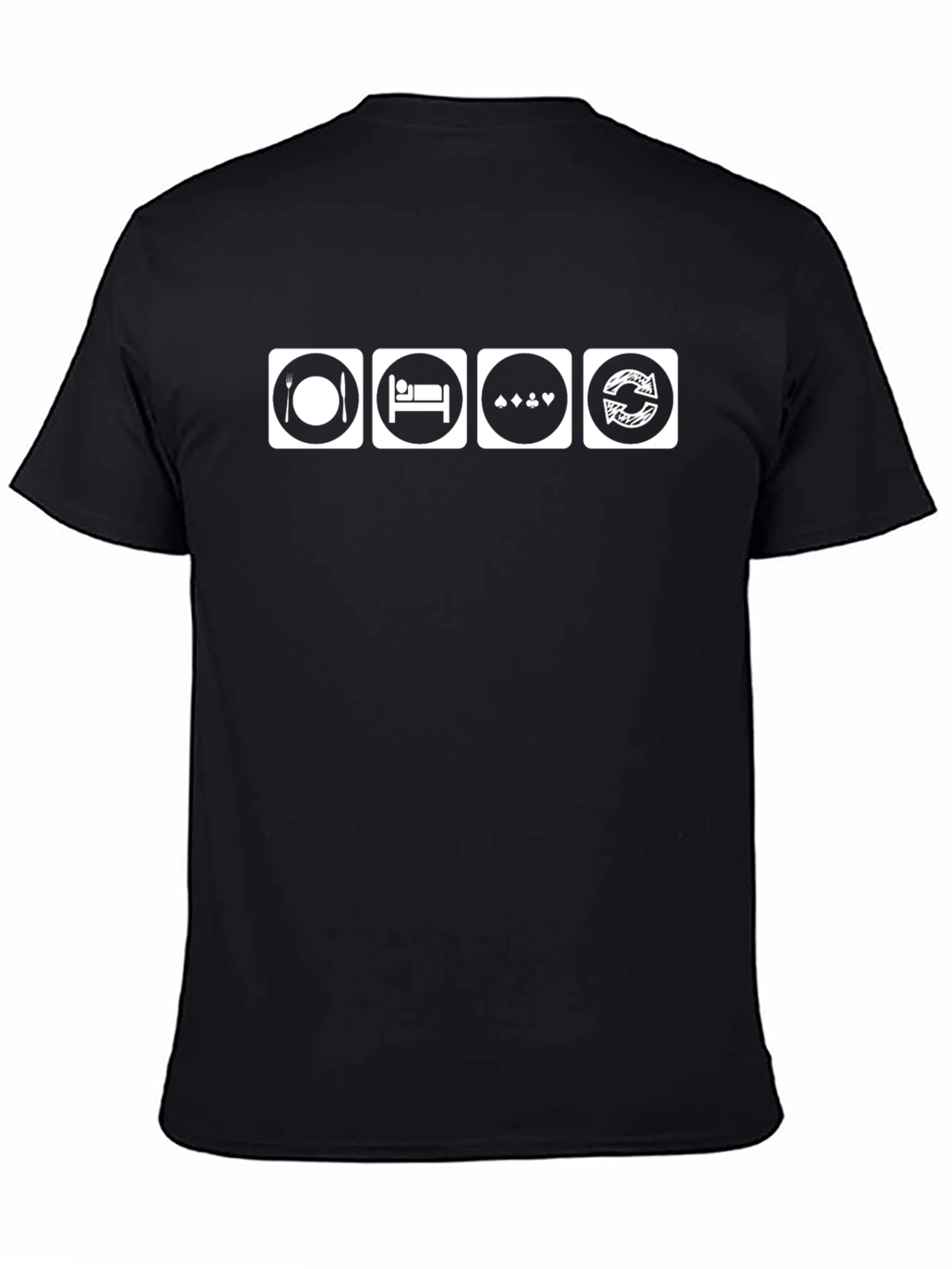 Eat Sleep Poker Repeat T-Shirt - Black Cotton Tee