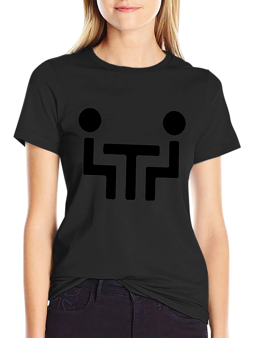 Abstract People Meeting Black T-Shirt