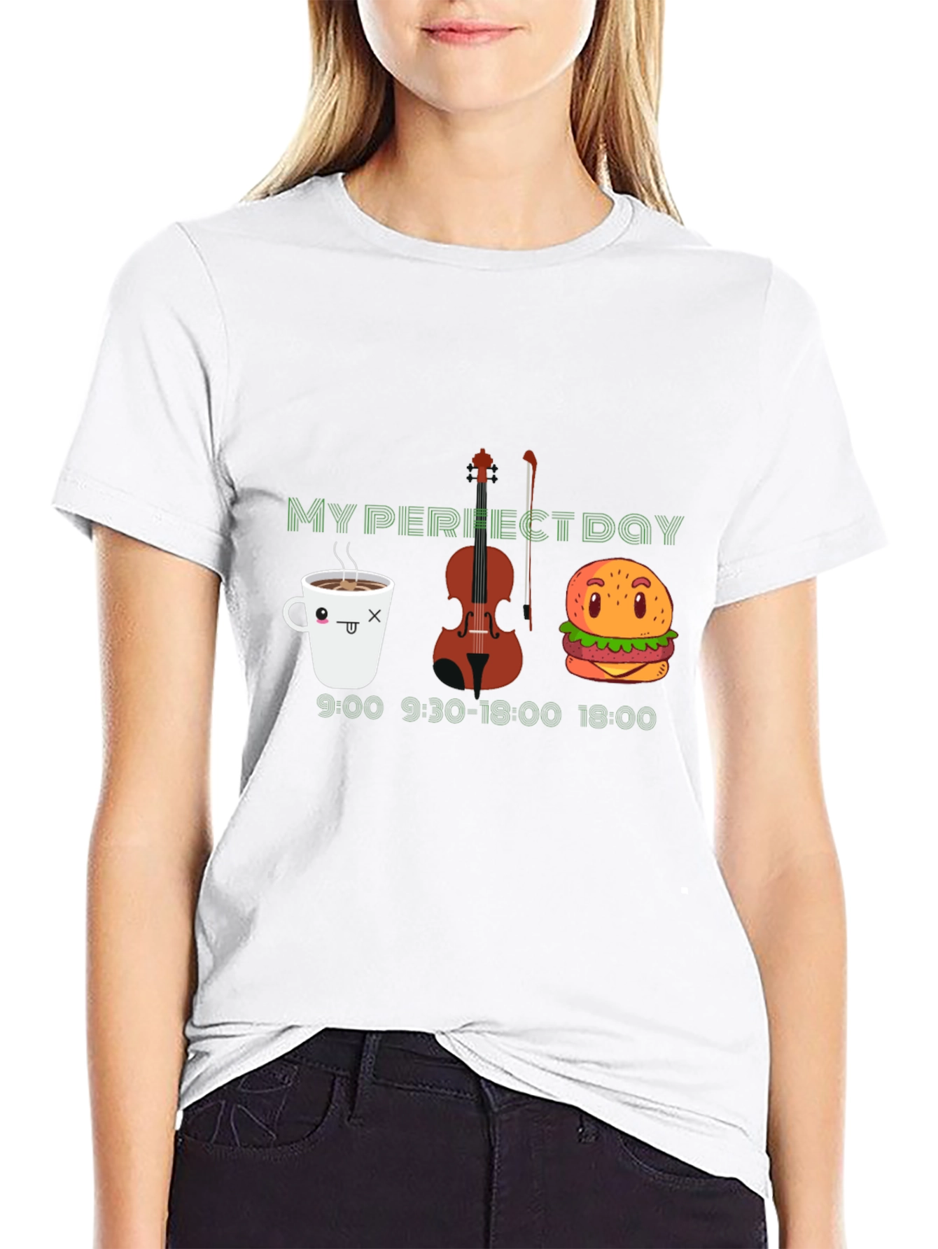 My Perfect Day T-Shirt: Coffee Violin and Burger!