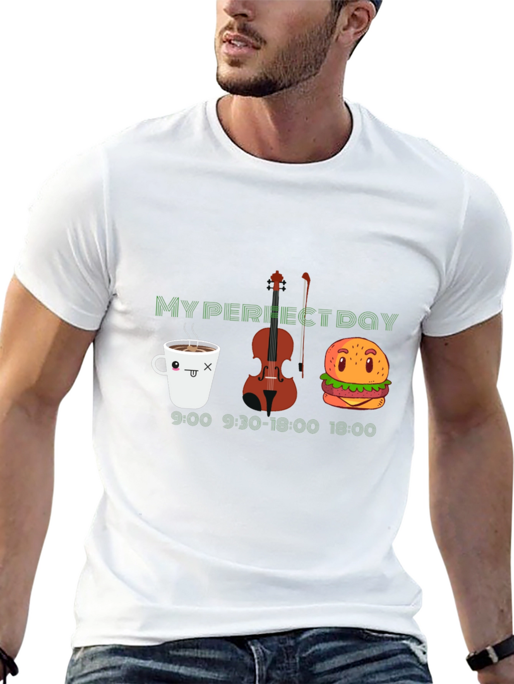 My Perfect Day T-Shirt: Coffee Violin and Burger!