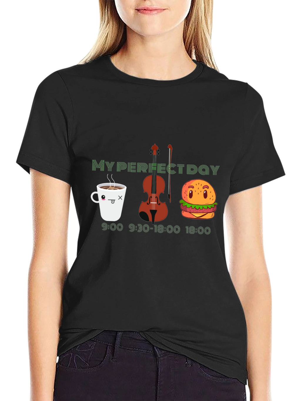 My Perfect Day T-Shirt: Coffee Violin and Burger!
