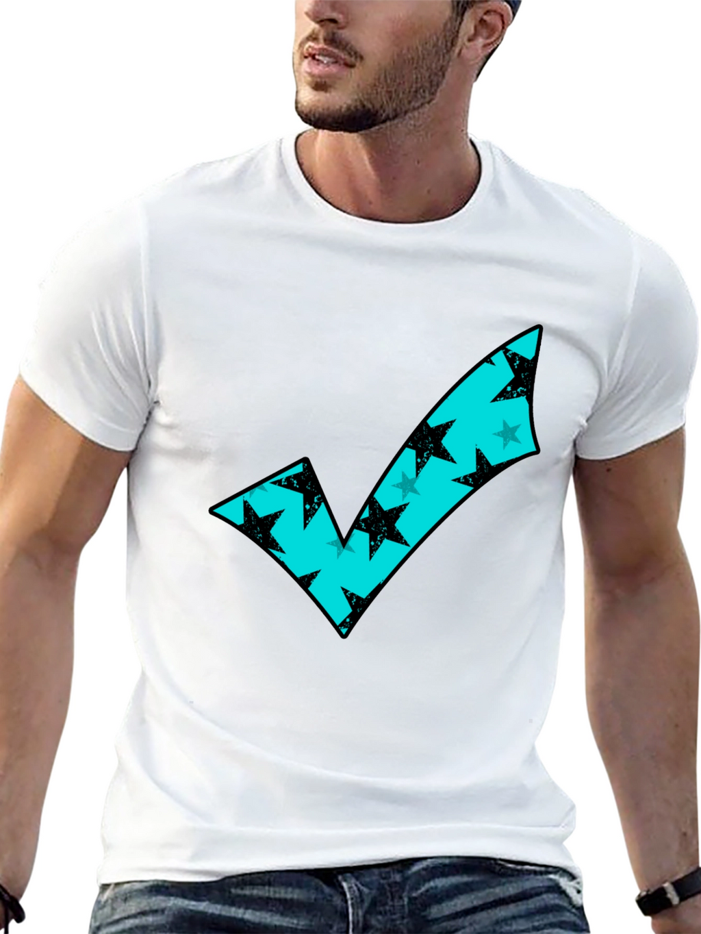 Modern Check Mark Tee - Stylish Graphic T-Shirt