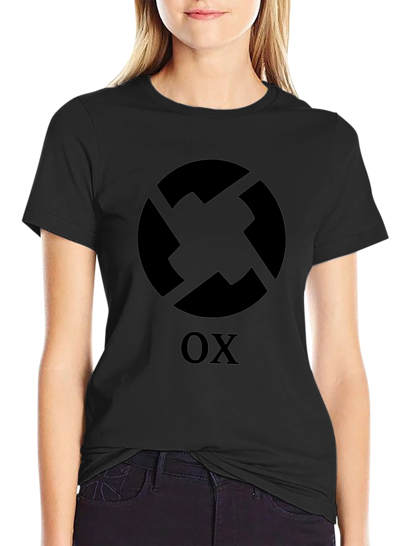Geometric OX Graphic Black T-Shirt