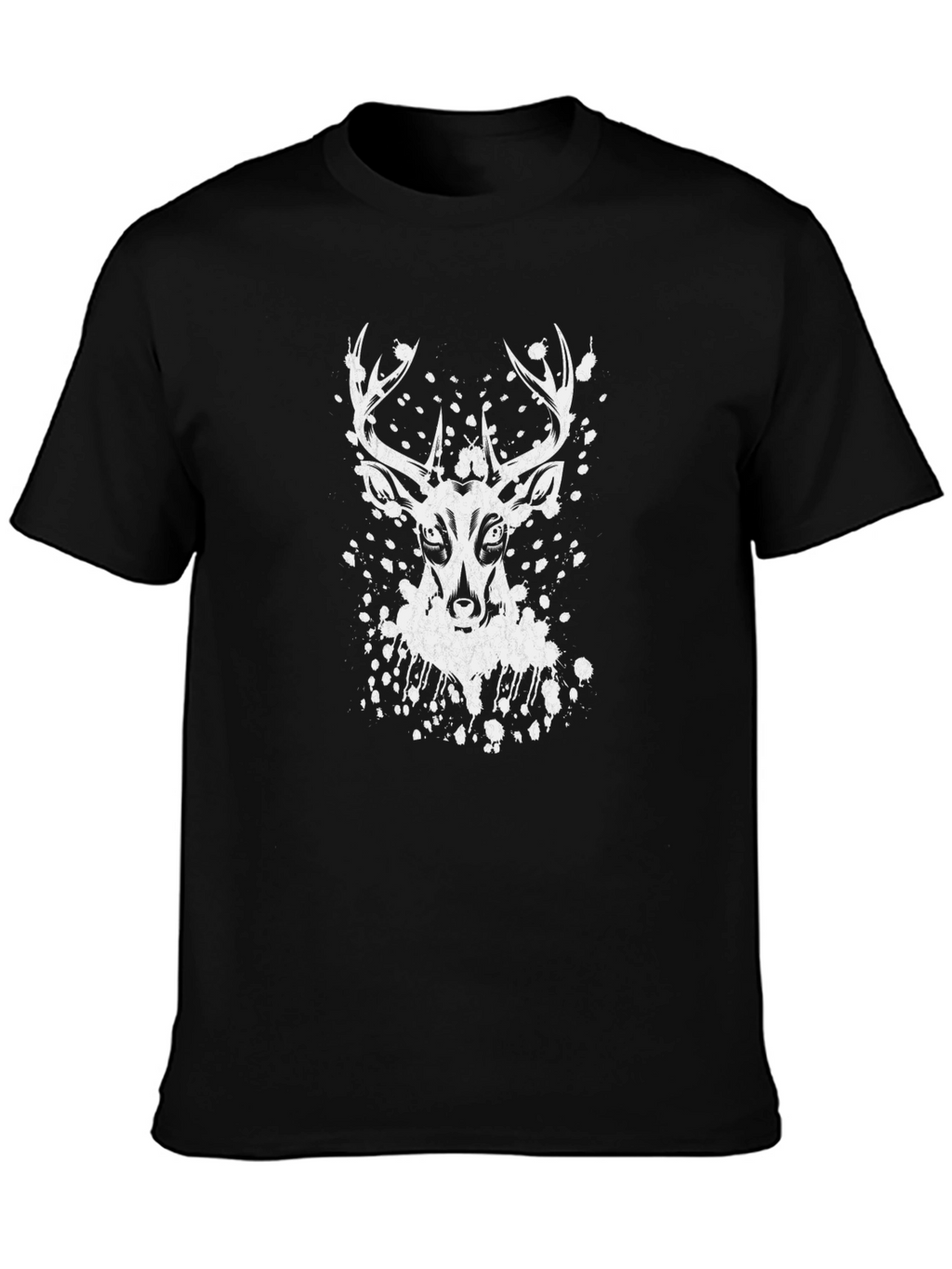 Deer Graphic Print Black T-Shirt
