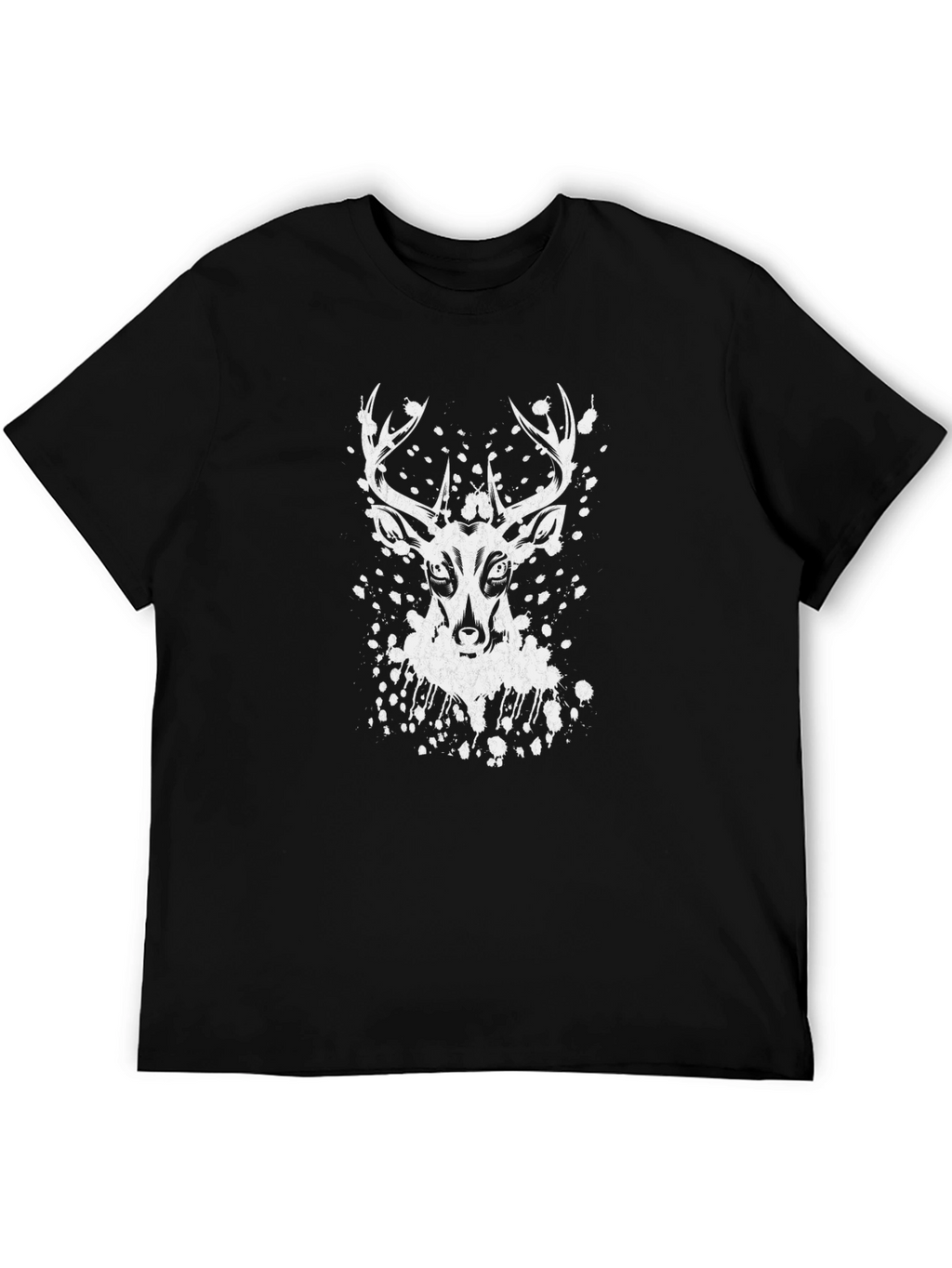 Deer Graphic Print Black T-Shirt