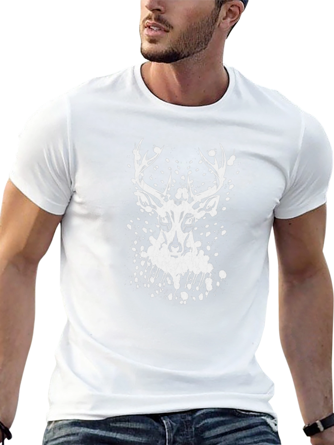Deer Graphic Print Black T-Shirt