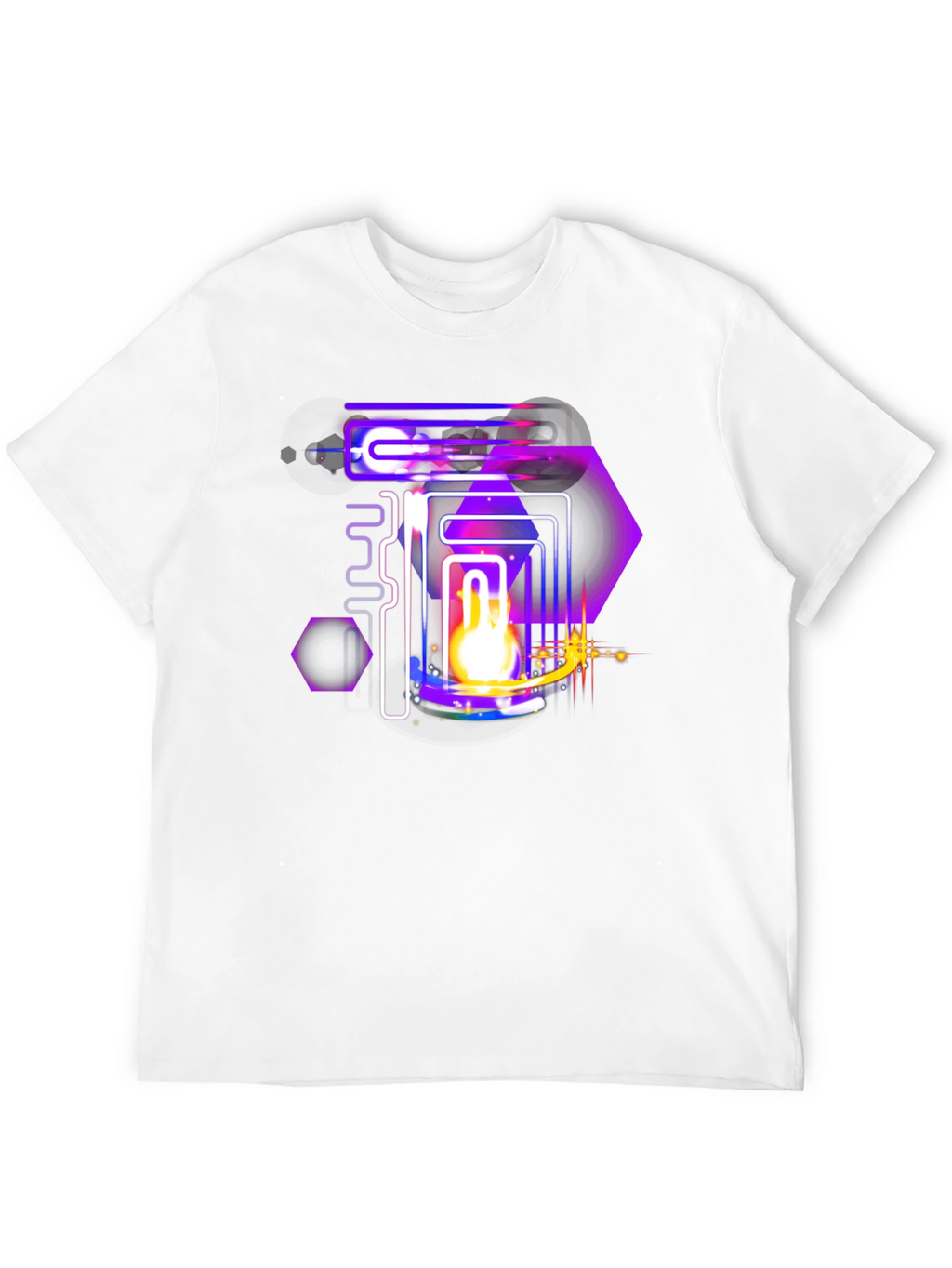 Abstract Neon Graphic Black Tee