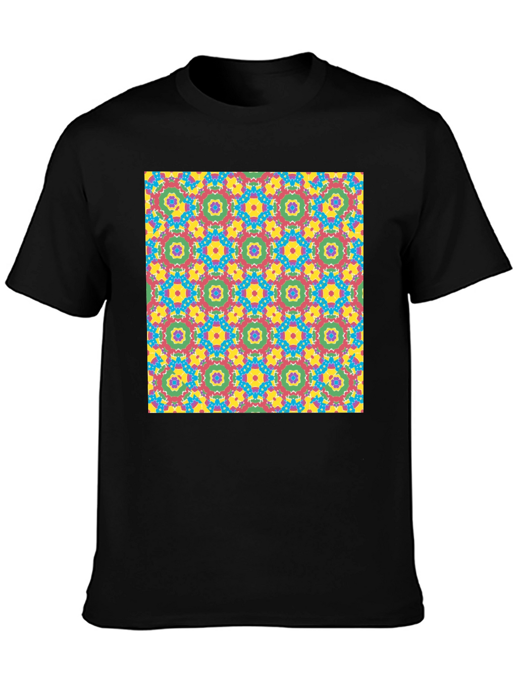 Bold Geometric Pattern Black T-Shirt