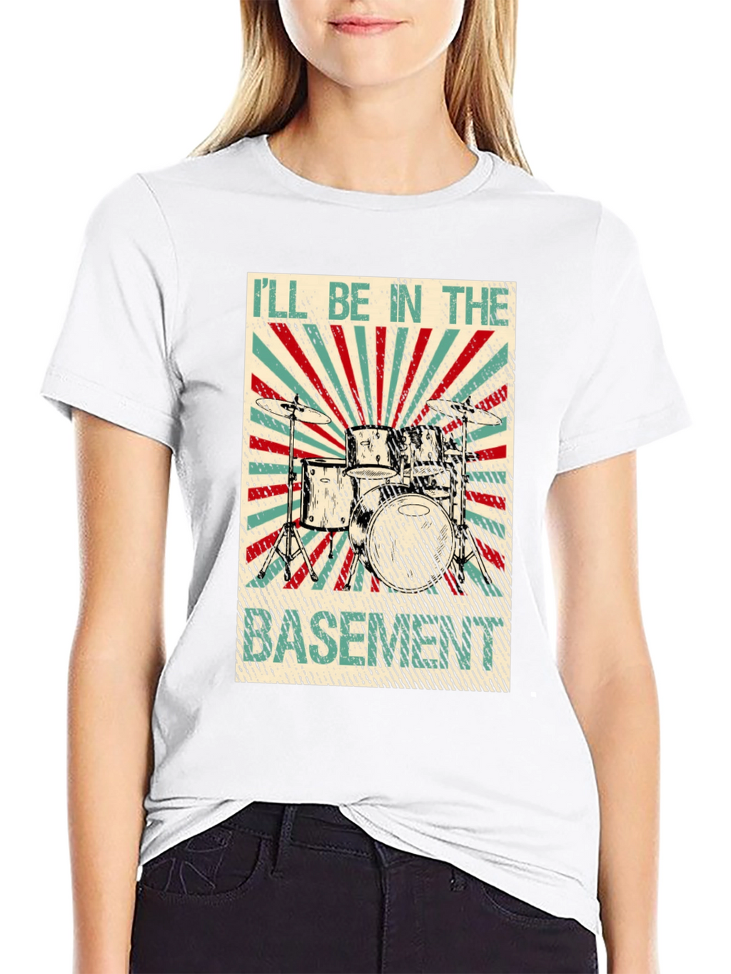 Ill Be In The Basement Drum Set T-Shirt