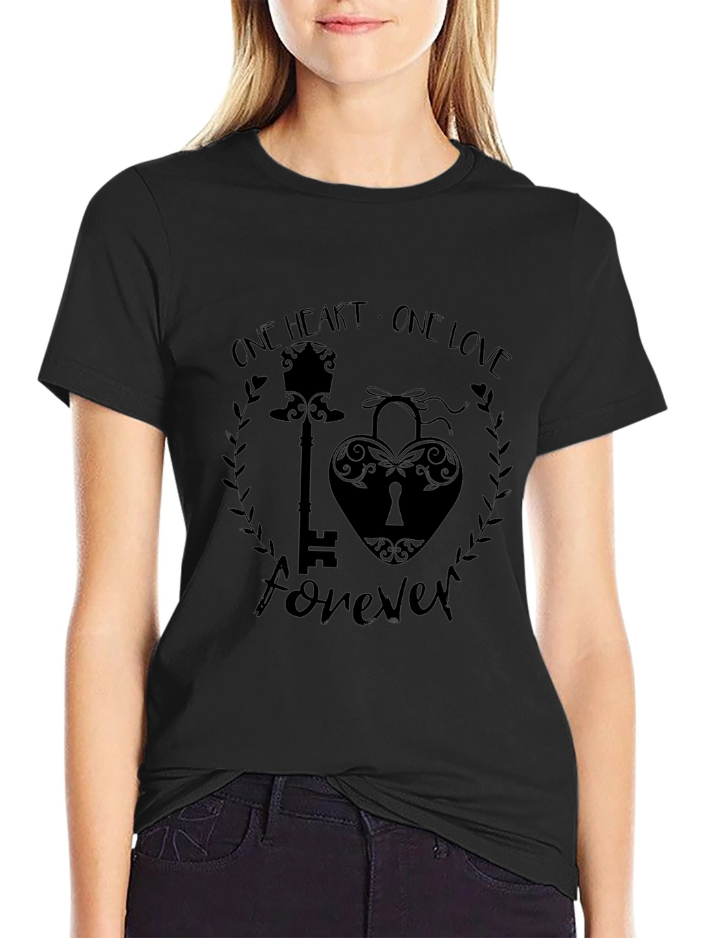 One Heart One Love Forever Black T-Shirt