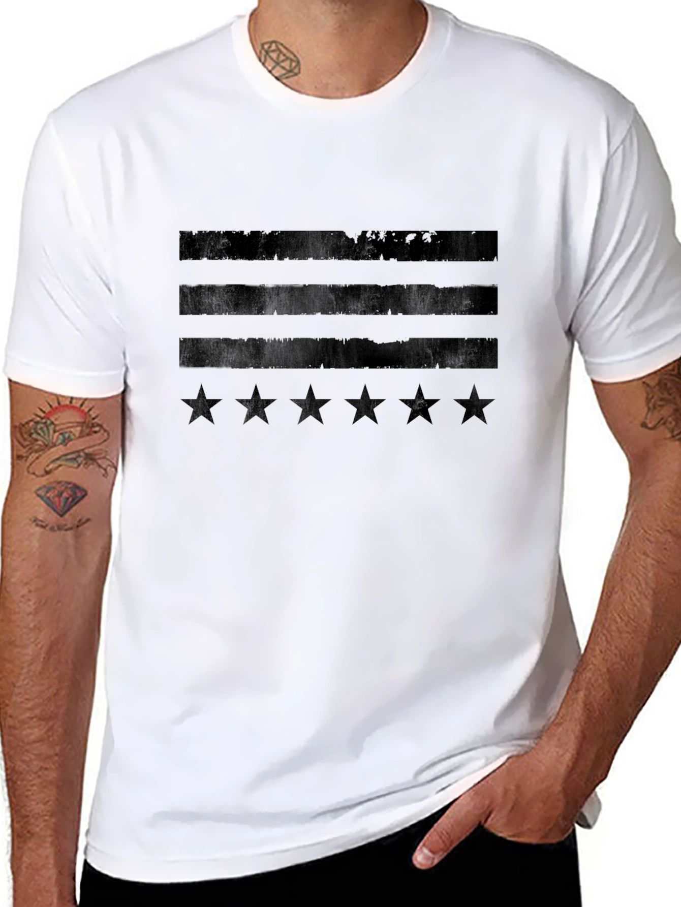 Distressed US Flag Stars & Stripes Graphic Tee