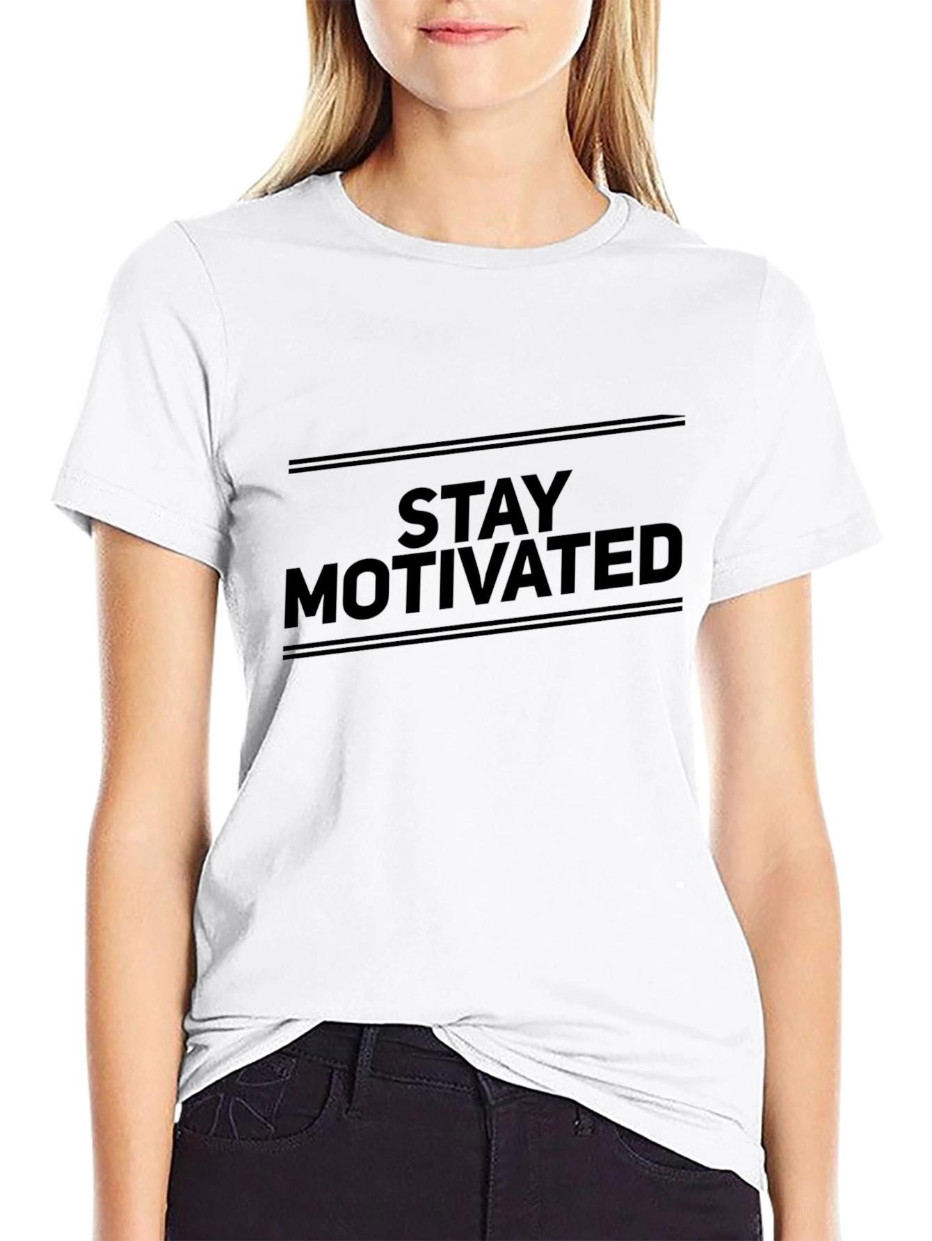 Stay Motivated Black Graphic T-Shirt