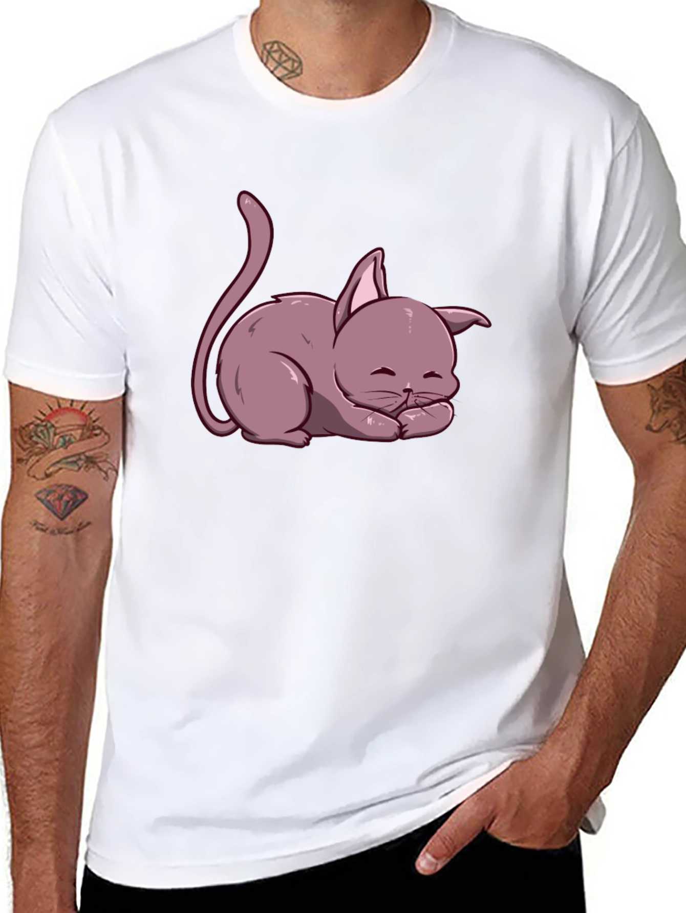 Cute Cartoon Cat T-Shirt - Relaxed Fit