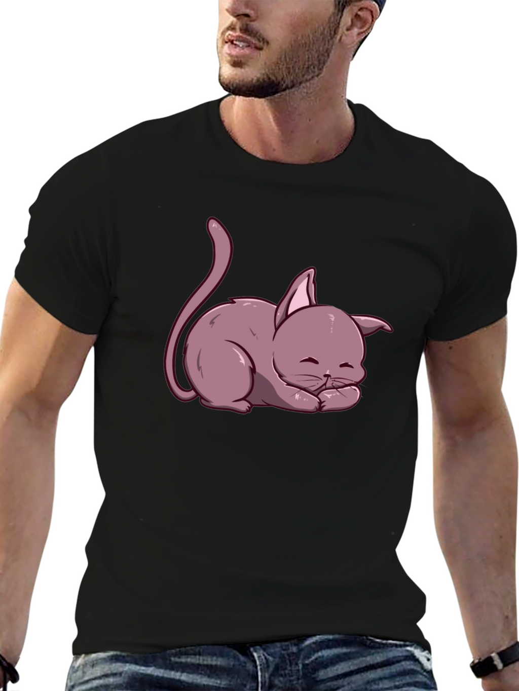 Cute Cartoon Cat T-Shirt - Relaxed Fit