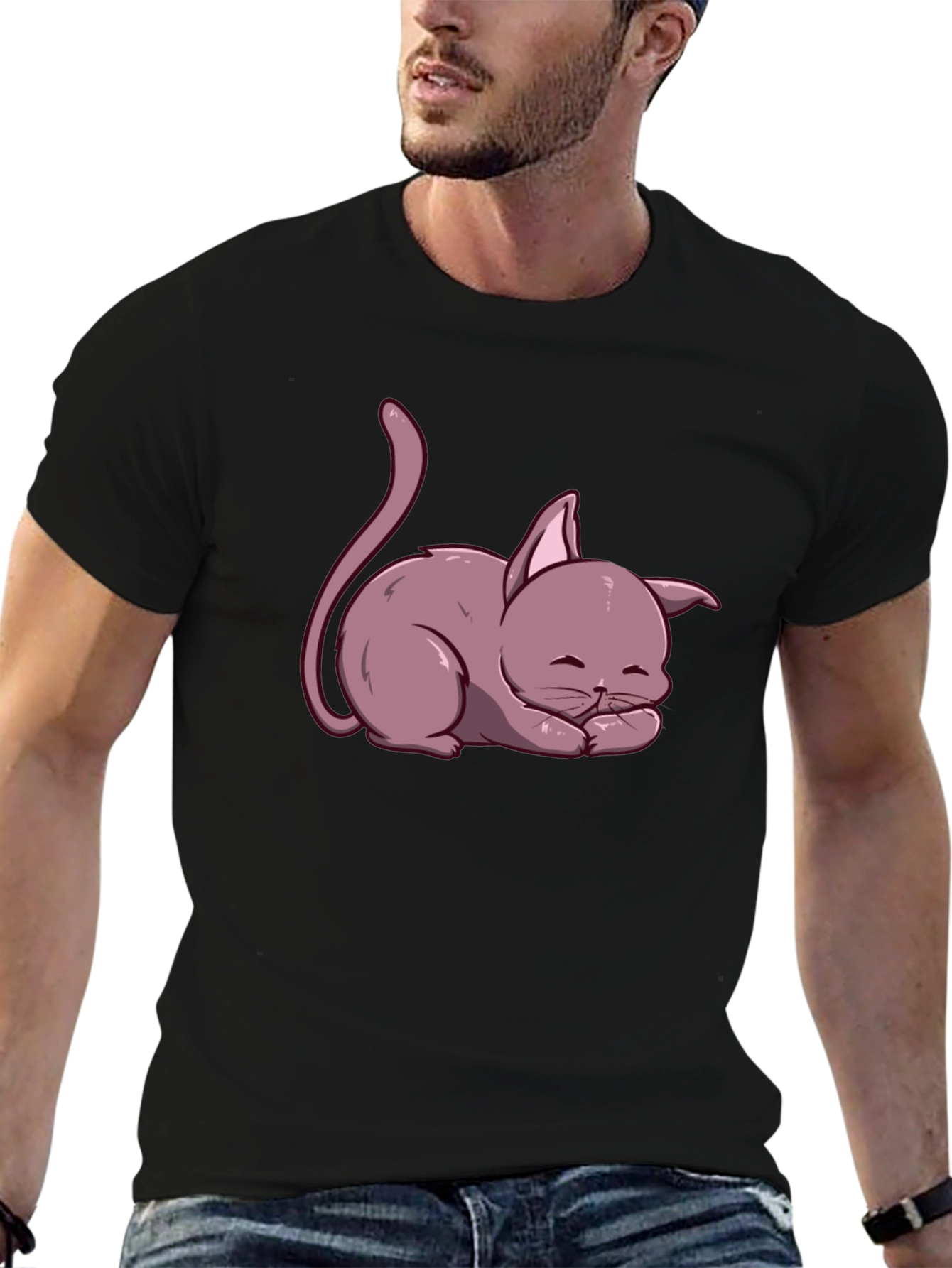 Cute Cartoon Cat T-Shirt - Relaxed Fit