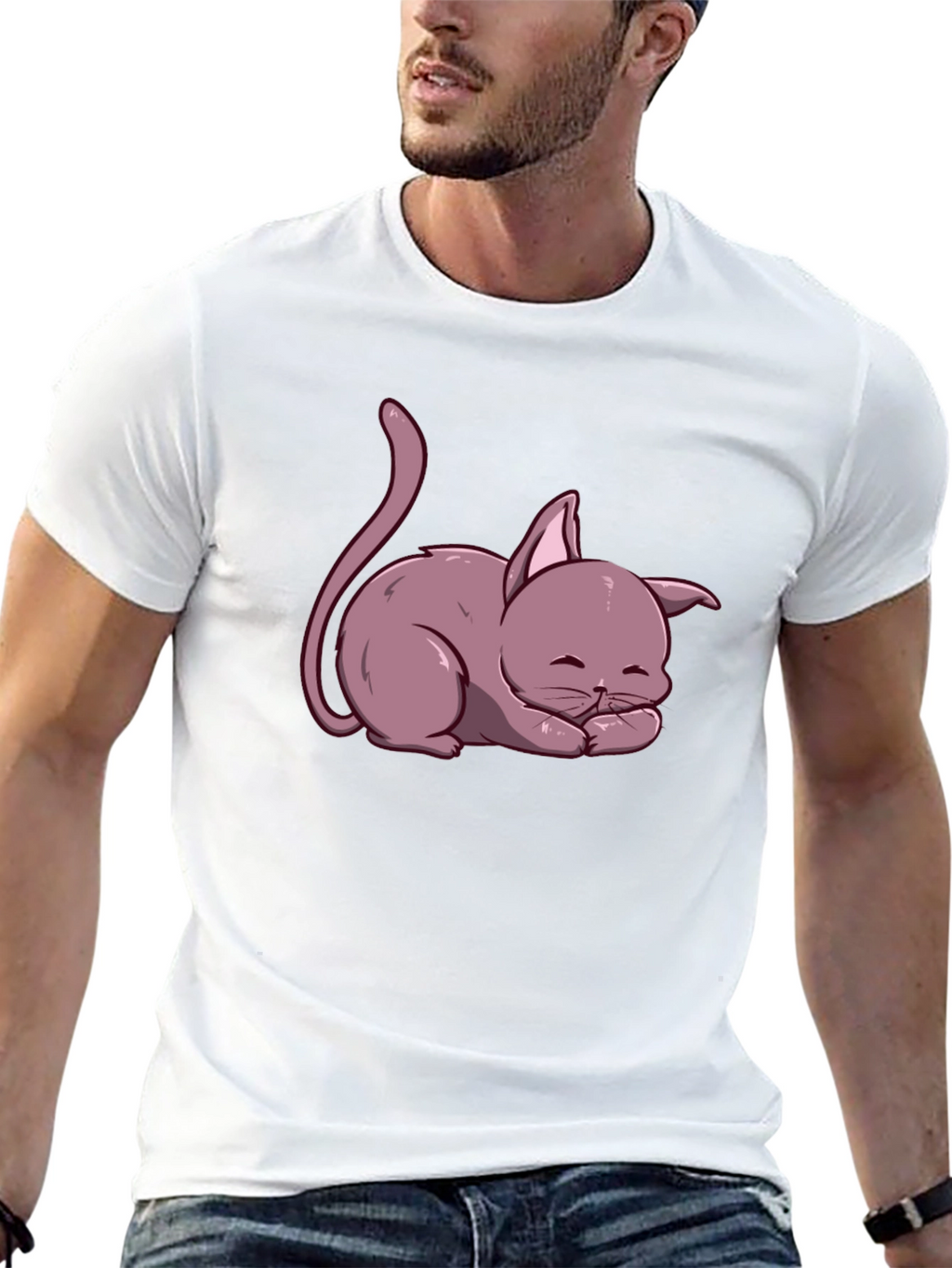Cute Cartoon Cat T-Shirt - Relaxed Fit