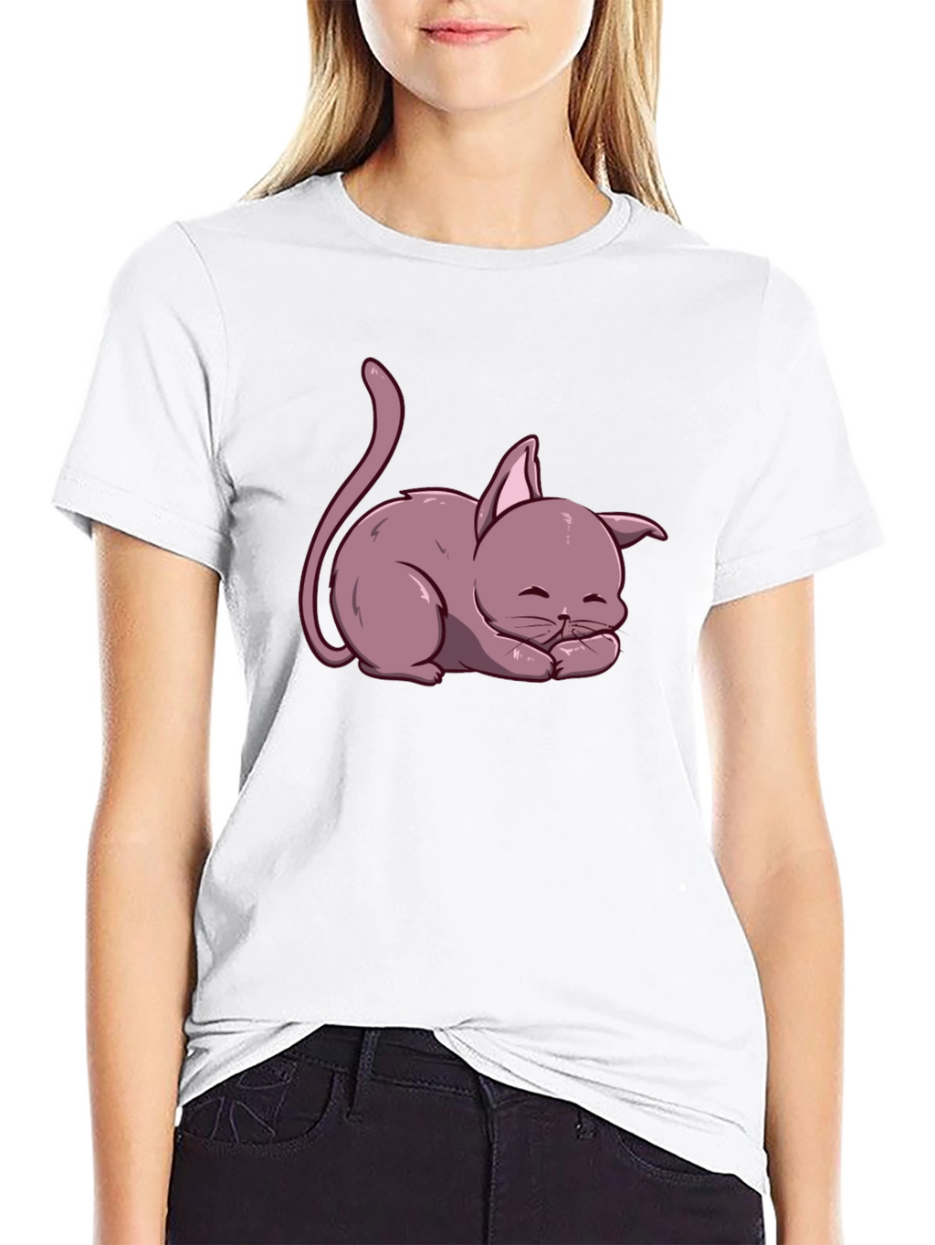 Cute Cartoon Cat T-Shirt - Relaxed Fit