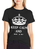 Keep Calm Crown Graphic Tee - Black Cotton T-Shirt