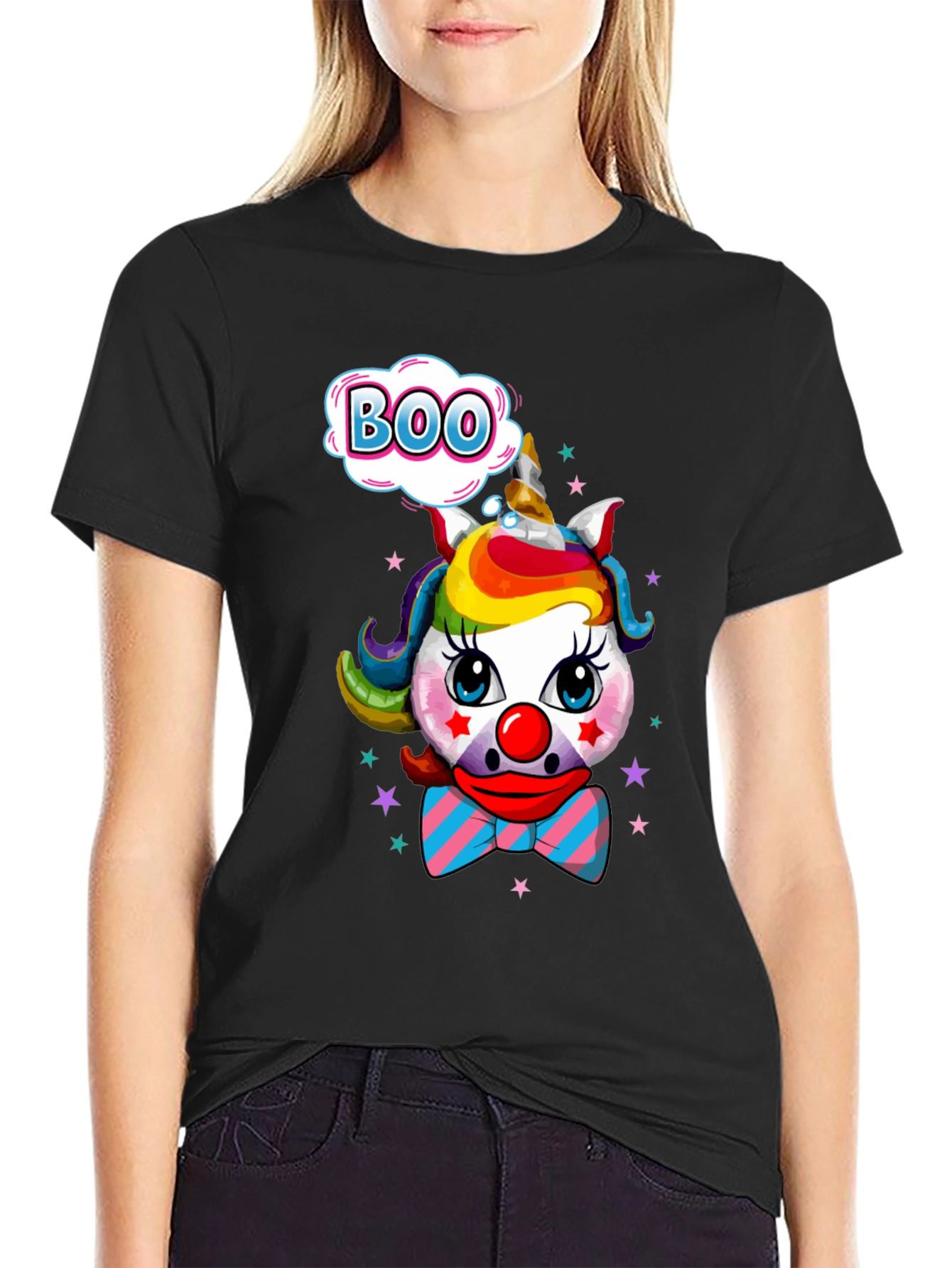 Unicorn Clown Boo Graphic Tee - Fun Halloween T-Shirt