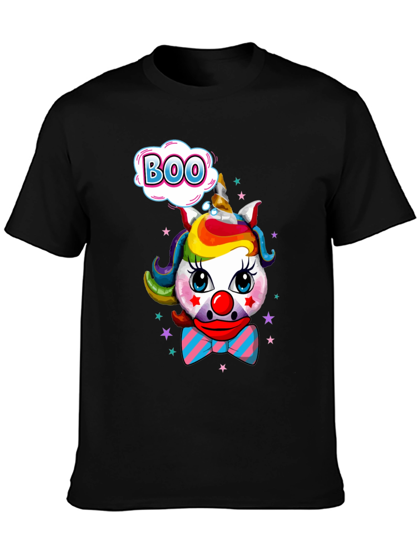 Unicorn Clown Boo Graphic Tee - Fun Halloween T-Shirt