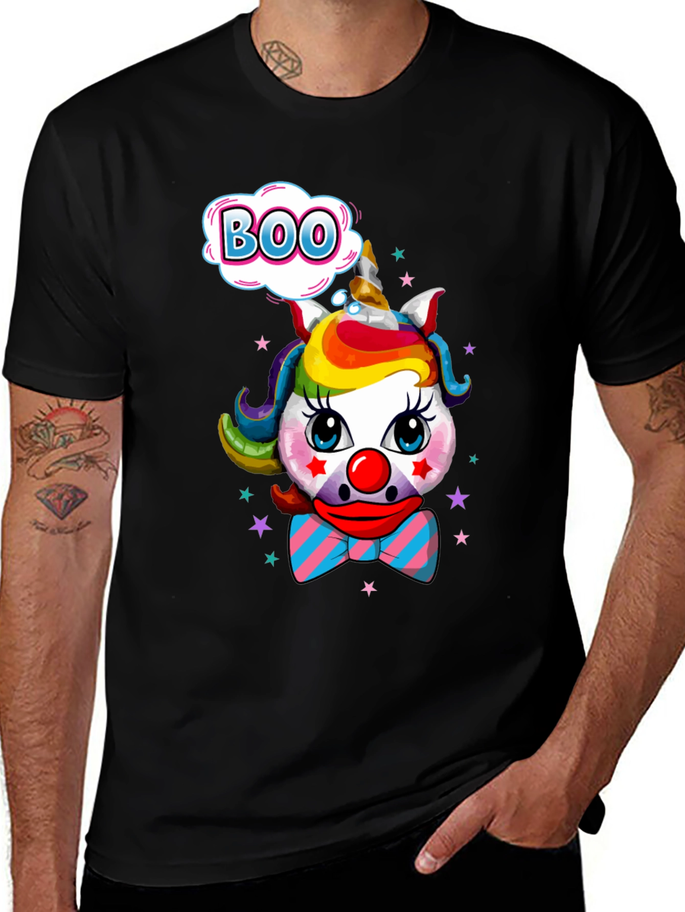 Unicorn Clown Boo Graphic Tee - Fun Halloween T-Shirt