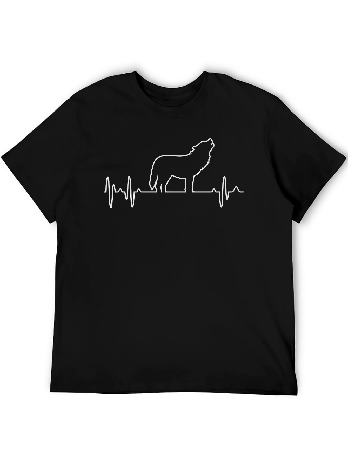 Wolf Heartbeat Graphic Print Tee - Black